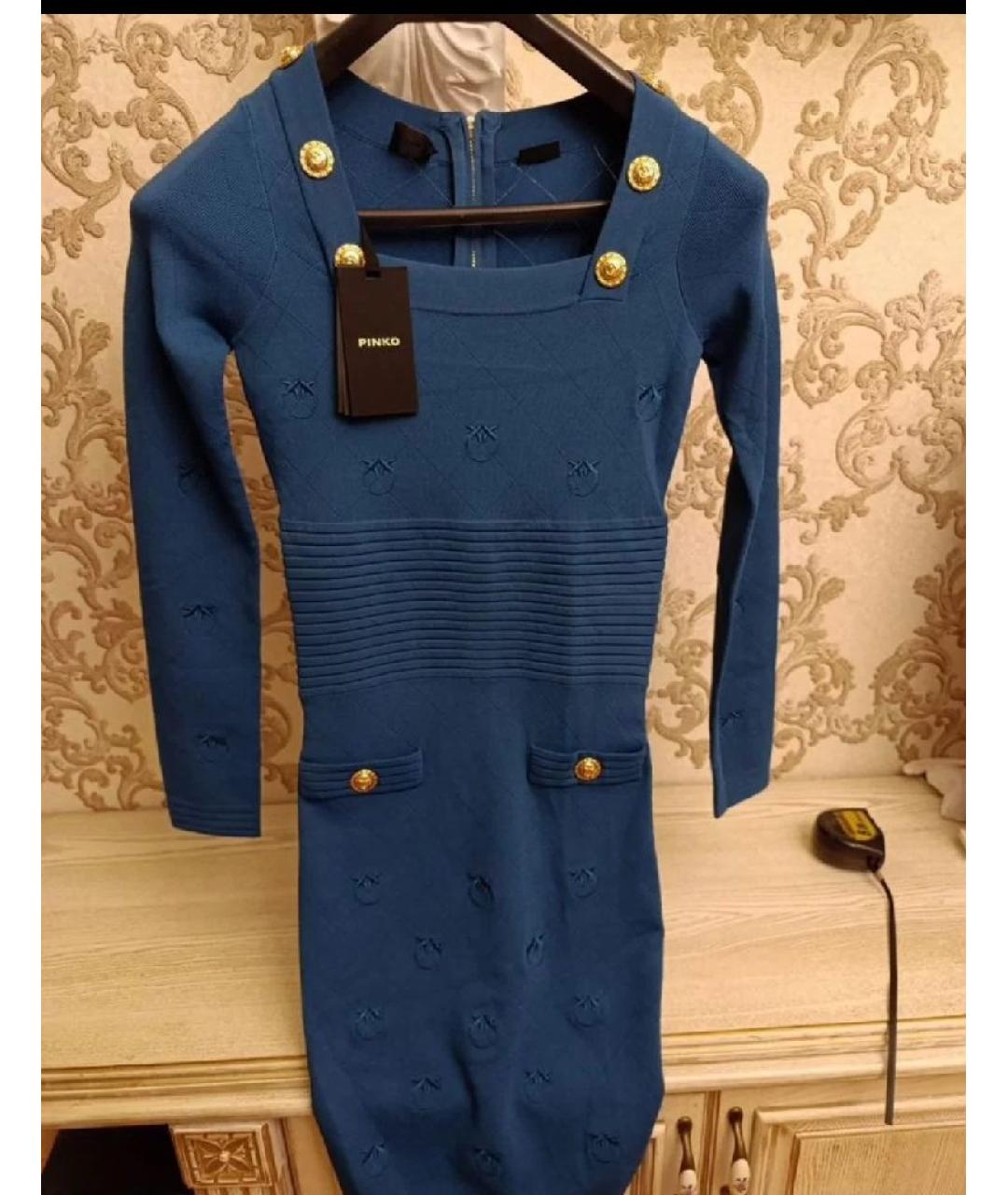 PINKO Синее вискозное повседневное платье, фото 5