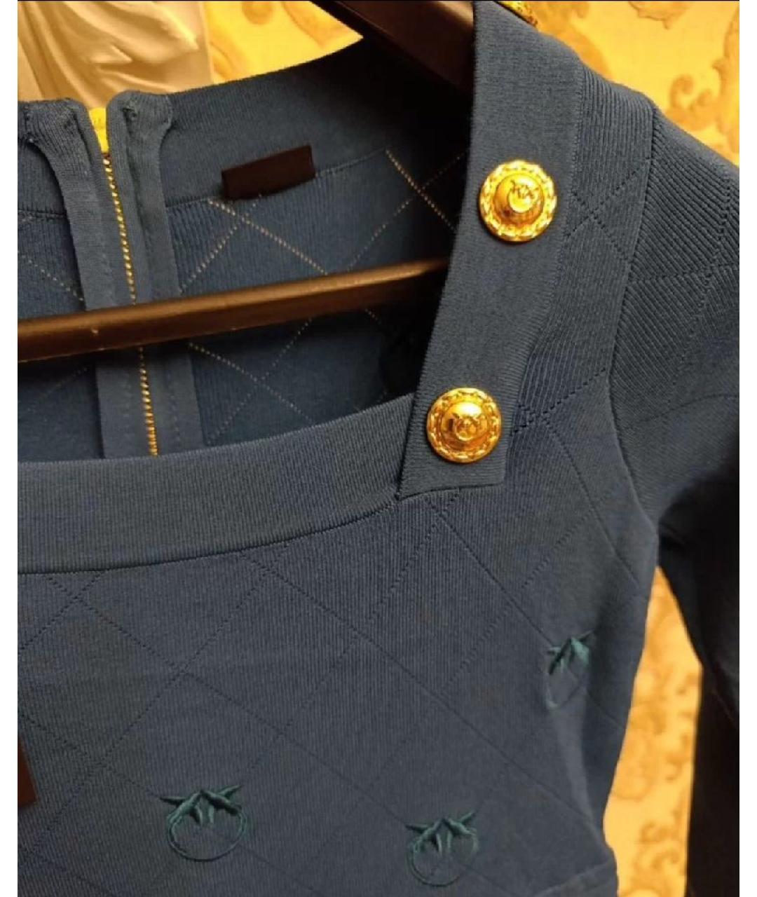 PINKO Синее вискозное повседневное платье, фото 4