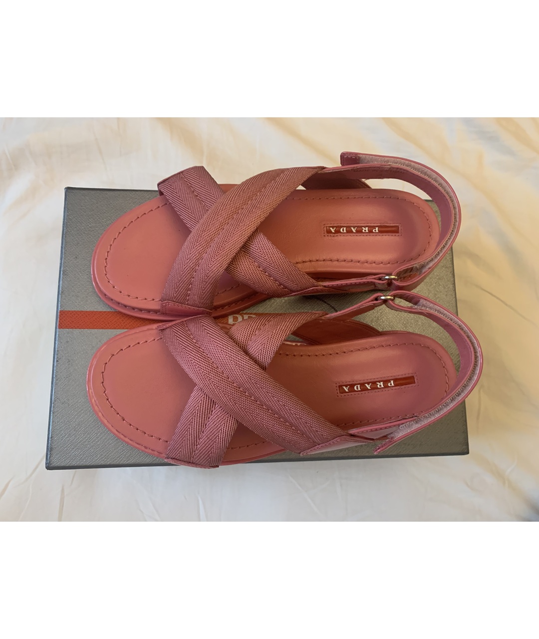 PRADA Розовые текстильные сандалии, фото 8