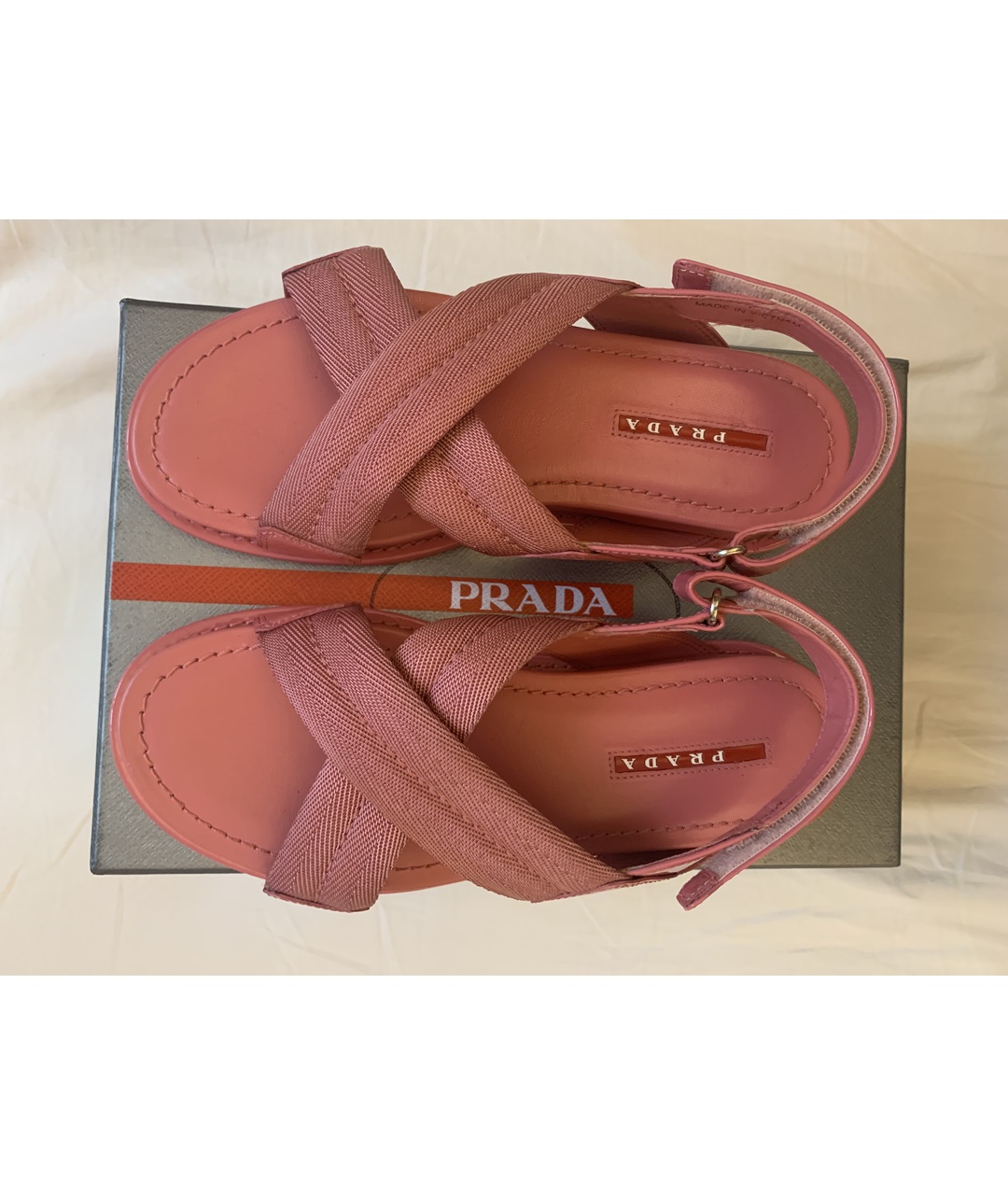 PRADA Розовые текстильные сандалии, фото 6