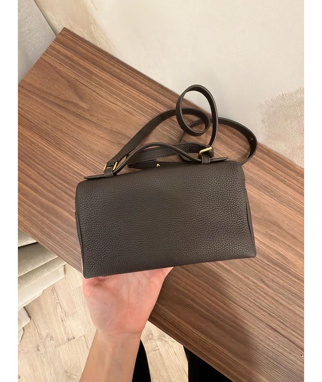 LORO PIANA Коричневая кожаная сумка через плечо, фото 3