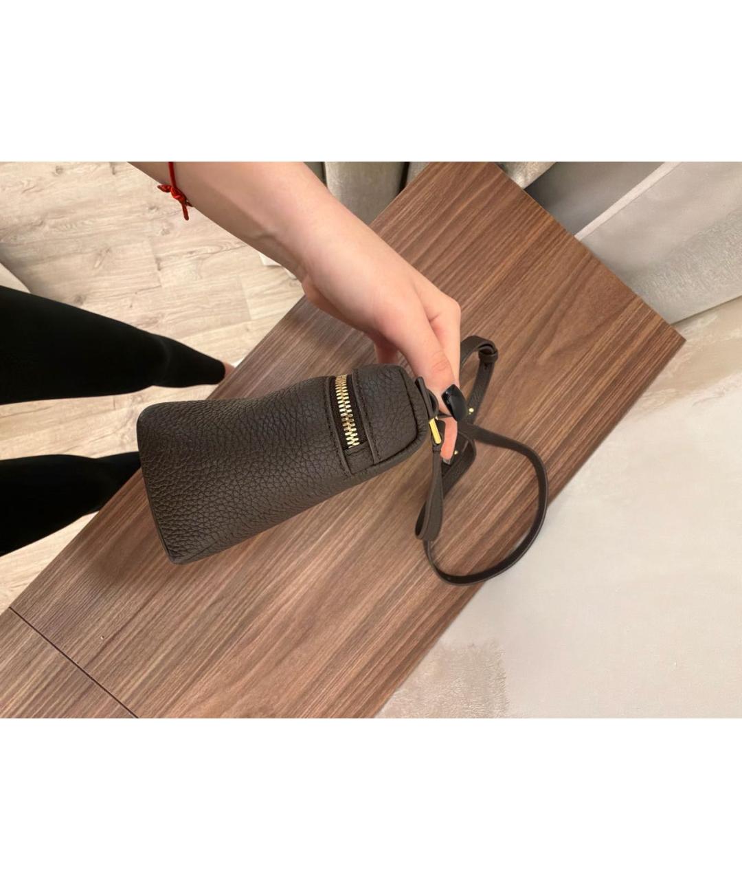 LORO PIANA Коричневая кожаная сумка через плечо, фото 2