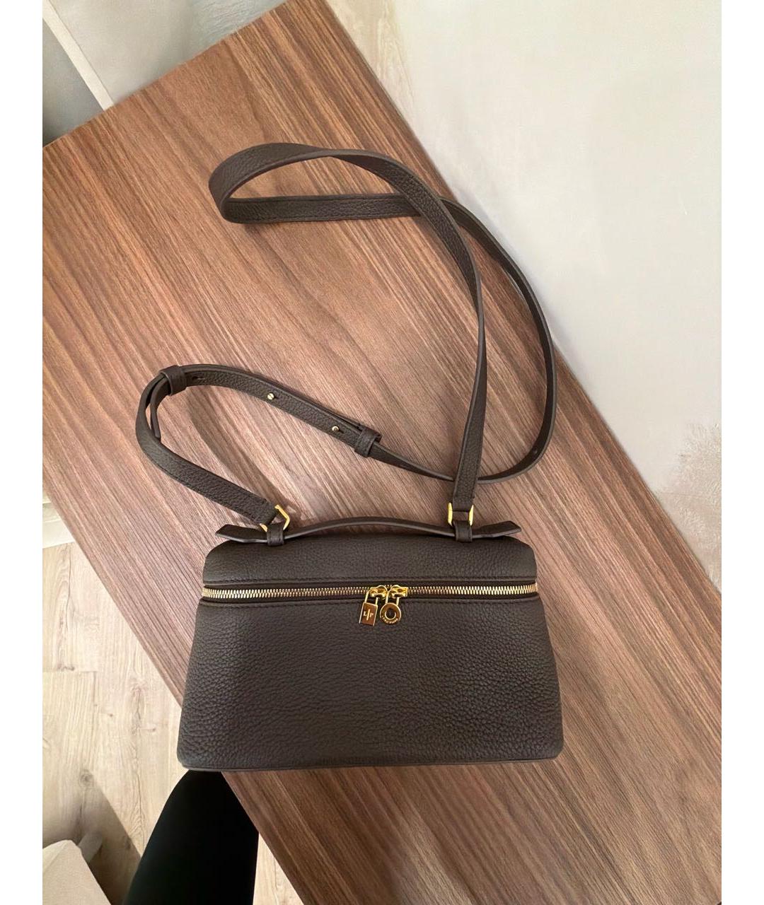 LORO PIANA Коричневая кожаная сумка через плечо, фото 7