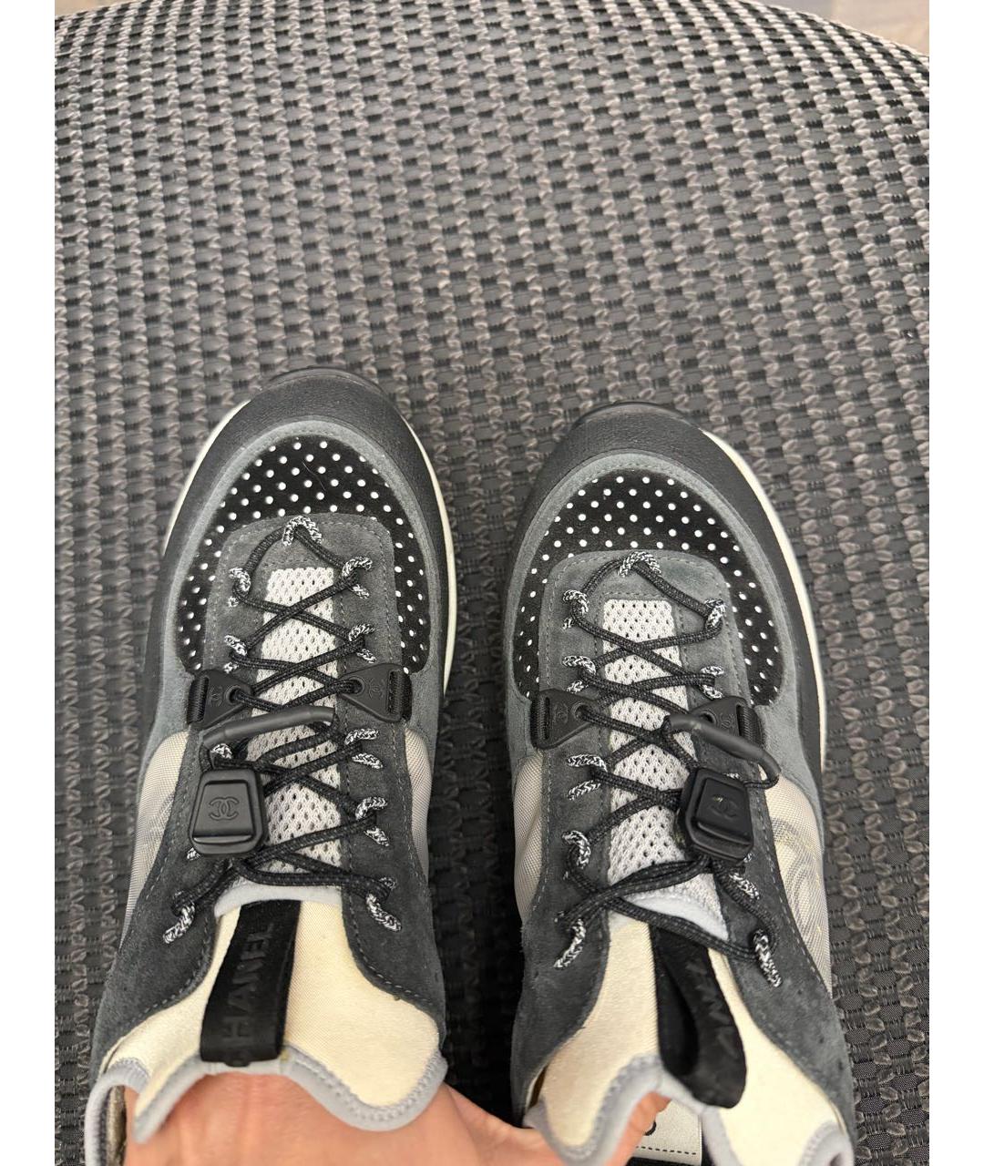 CHANEL Антрацитовые текстильные кроссовки, фото 3