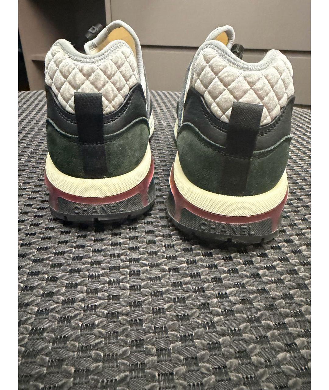 CHANEL Антрацитовые текстильные кроссовки, фото 4