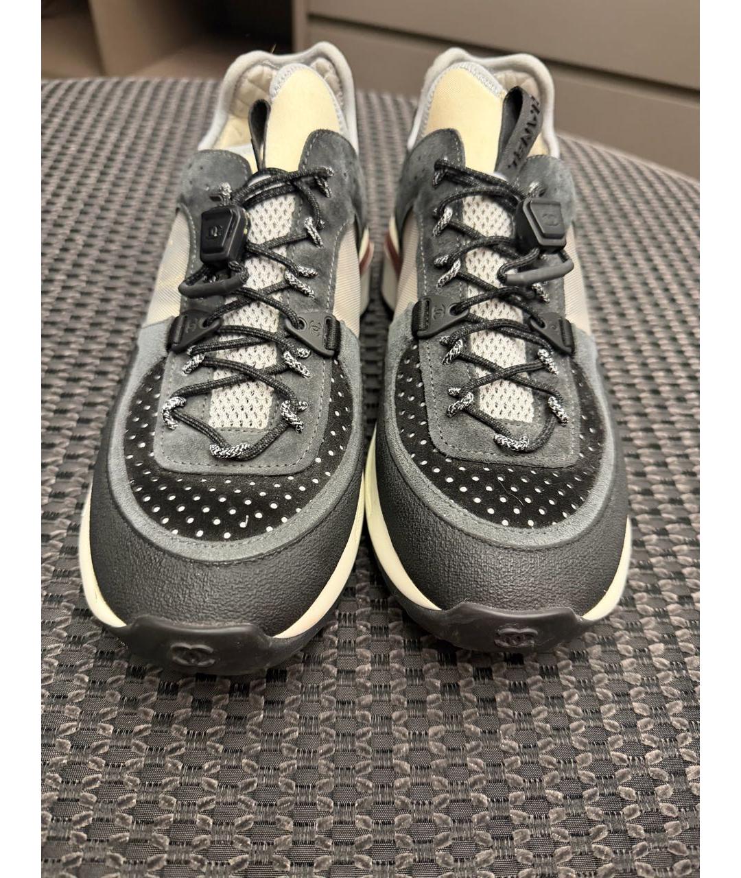 CHANEL Антрацитовые текстильные кроссовки, фото 2