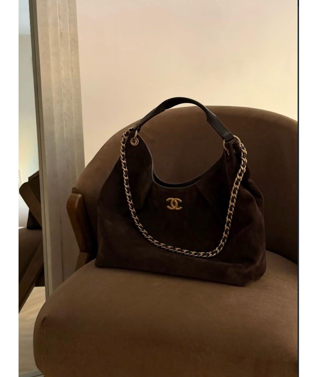 CHANEL Коричневая замшевая сумка через плечо, фото 5