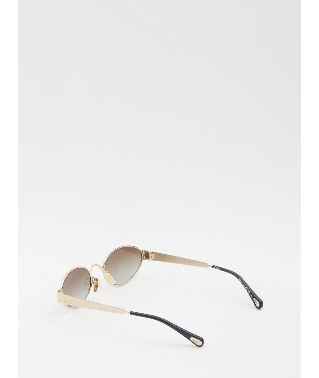 CHLOE Золотые металлические солнцезащитные очки, фото 2