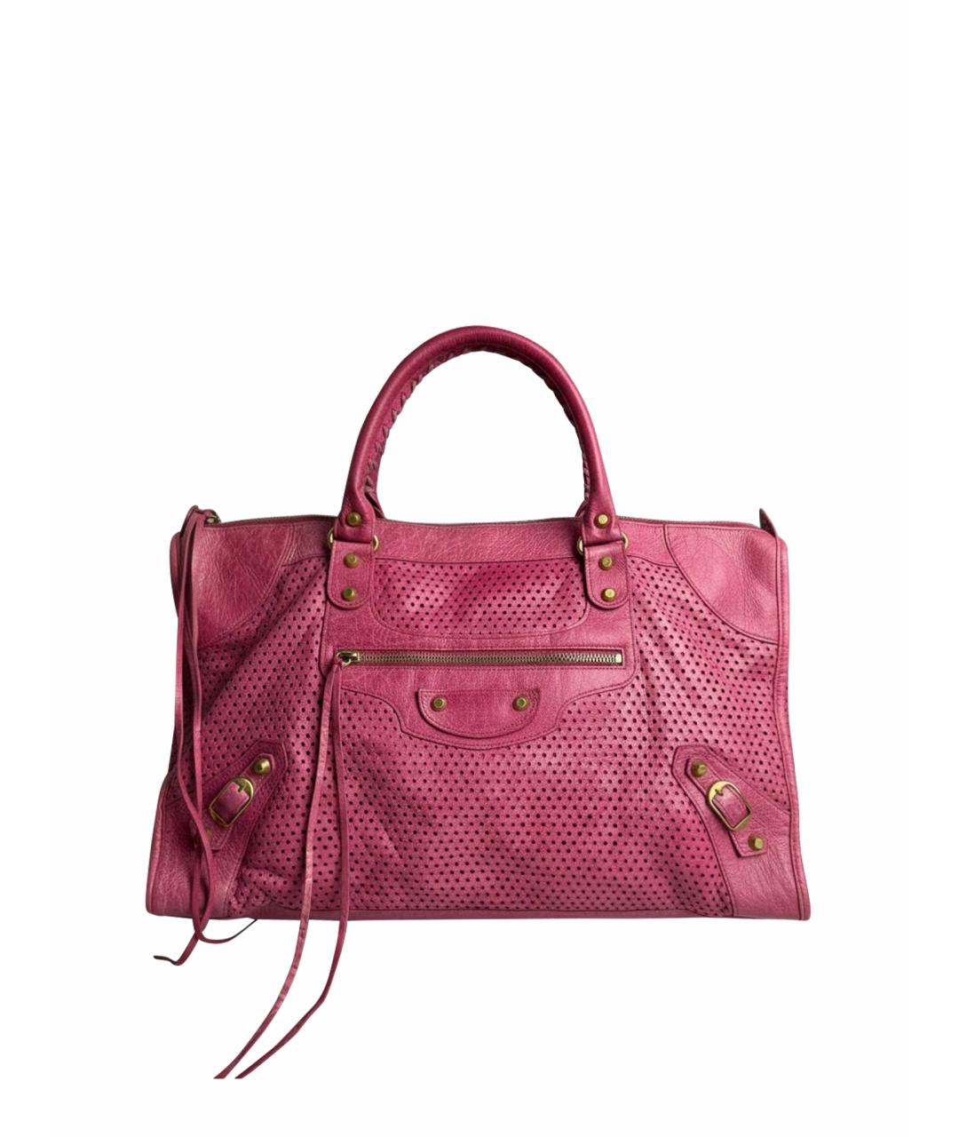 BALENCIAGA Розовая кожаная сумка с короткими ручками, фото 1