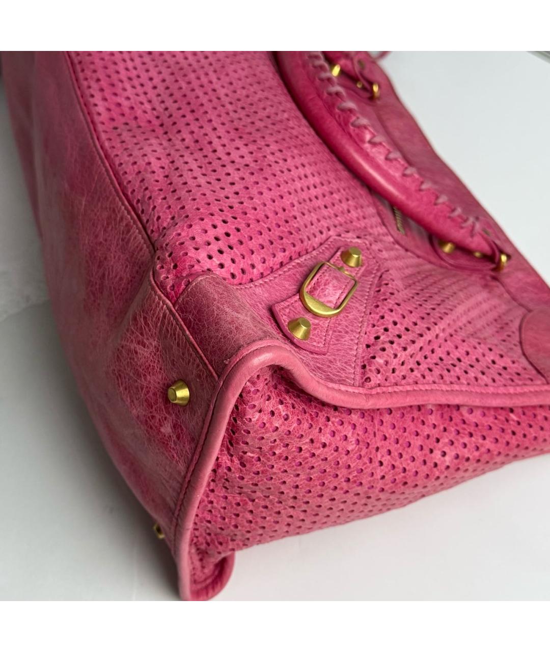 BALENCIAGA Розовая кожаная сумка с короткими ручками, фото 4