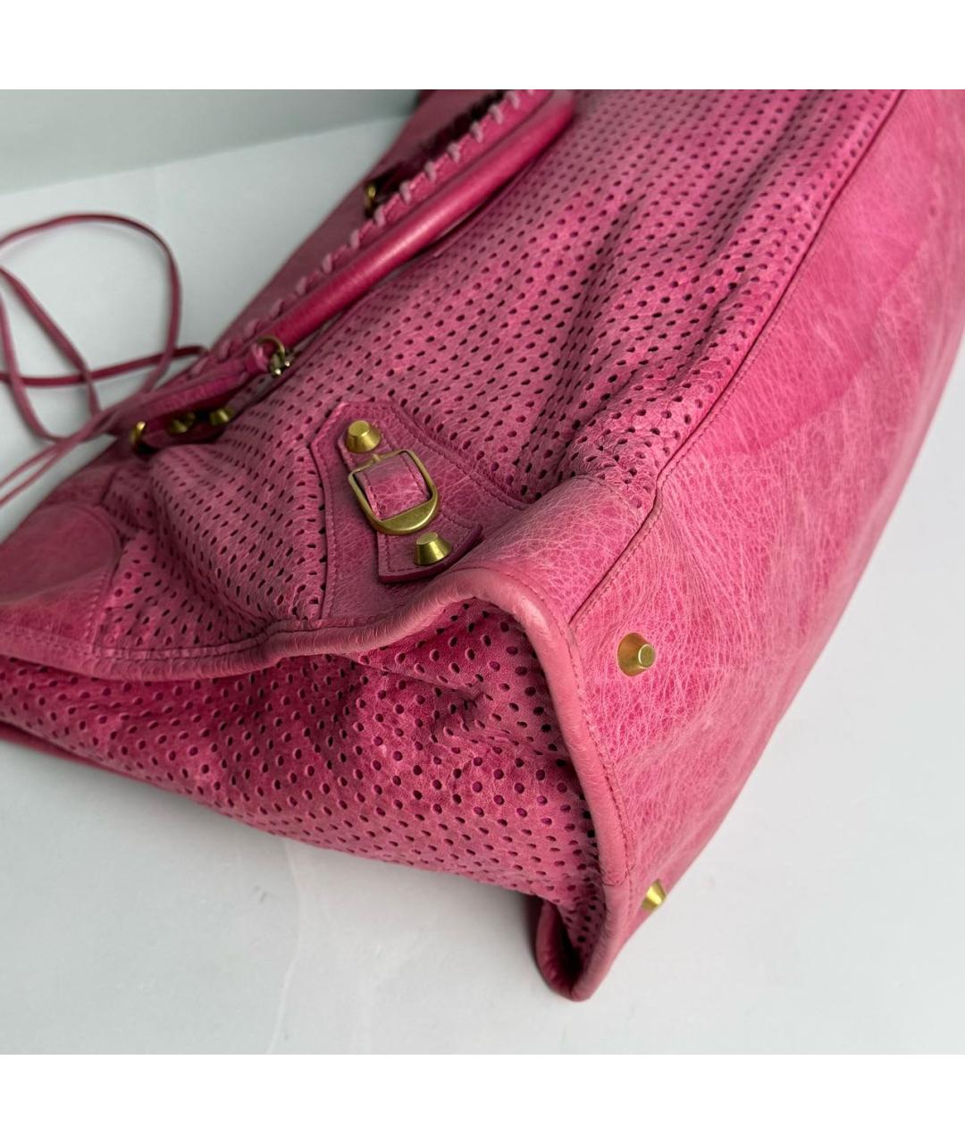 BALENCIAGA Розовая кожаная сумка с короткими ручками, фото 3