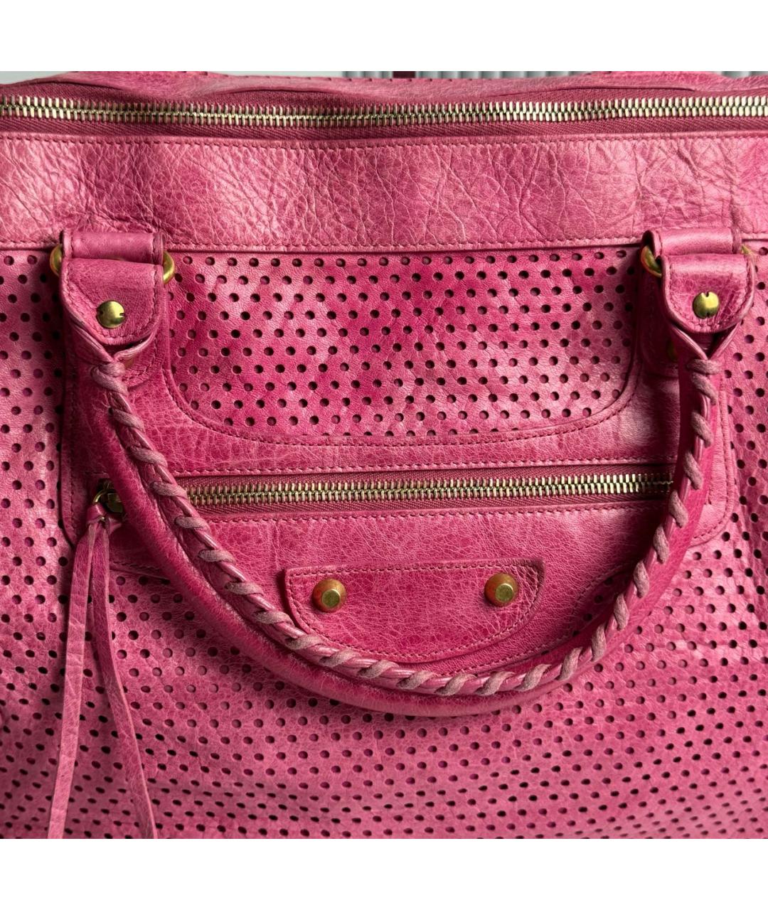 BALENCIAGA Розовая кожаная сумка с короткими ручками, фото 6