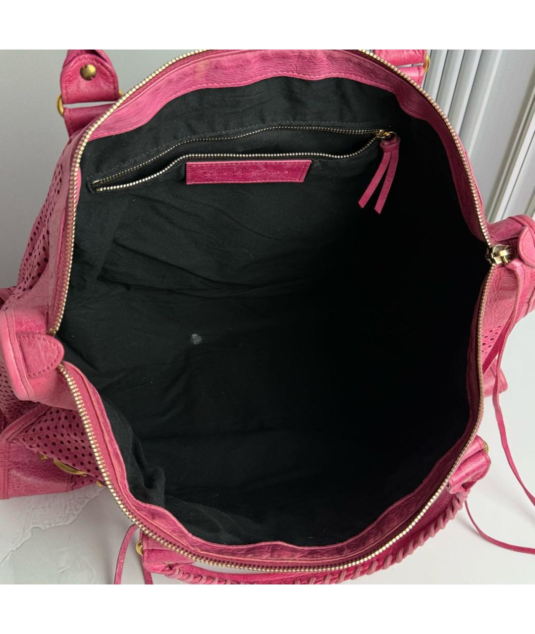 BALENCIAGA Розовая кожаная сумка с короткими ручками, фото 7