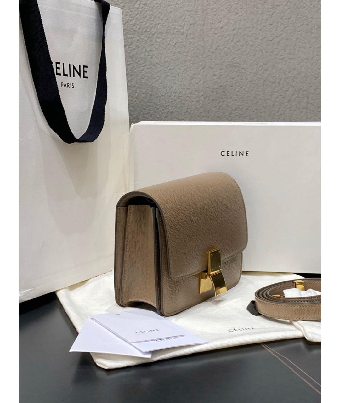 CELINE Бежевая кожаная сумка через плечо, фото 4