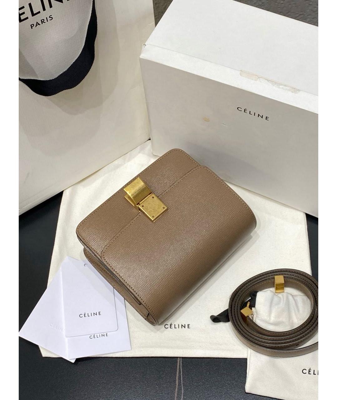 CELINE Бежевая кожаная сумка через плечо, фото 6