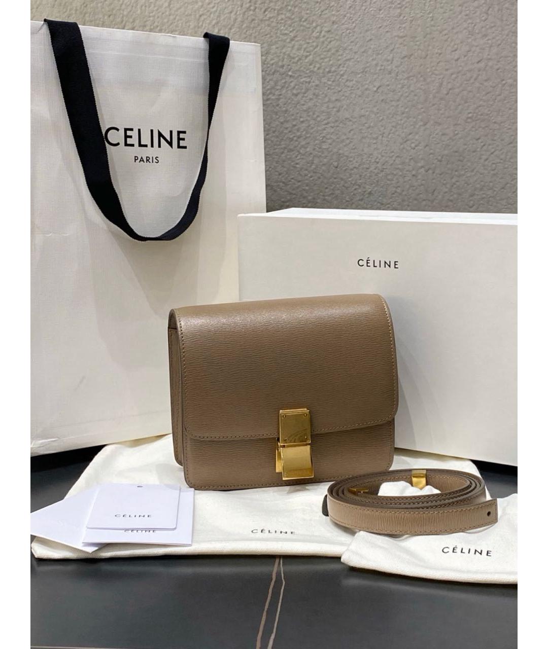 CELINE Бежевая кожаная сумка через плечо, фото 2