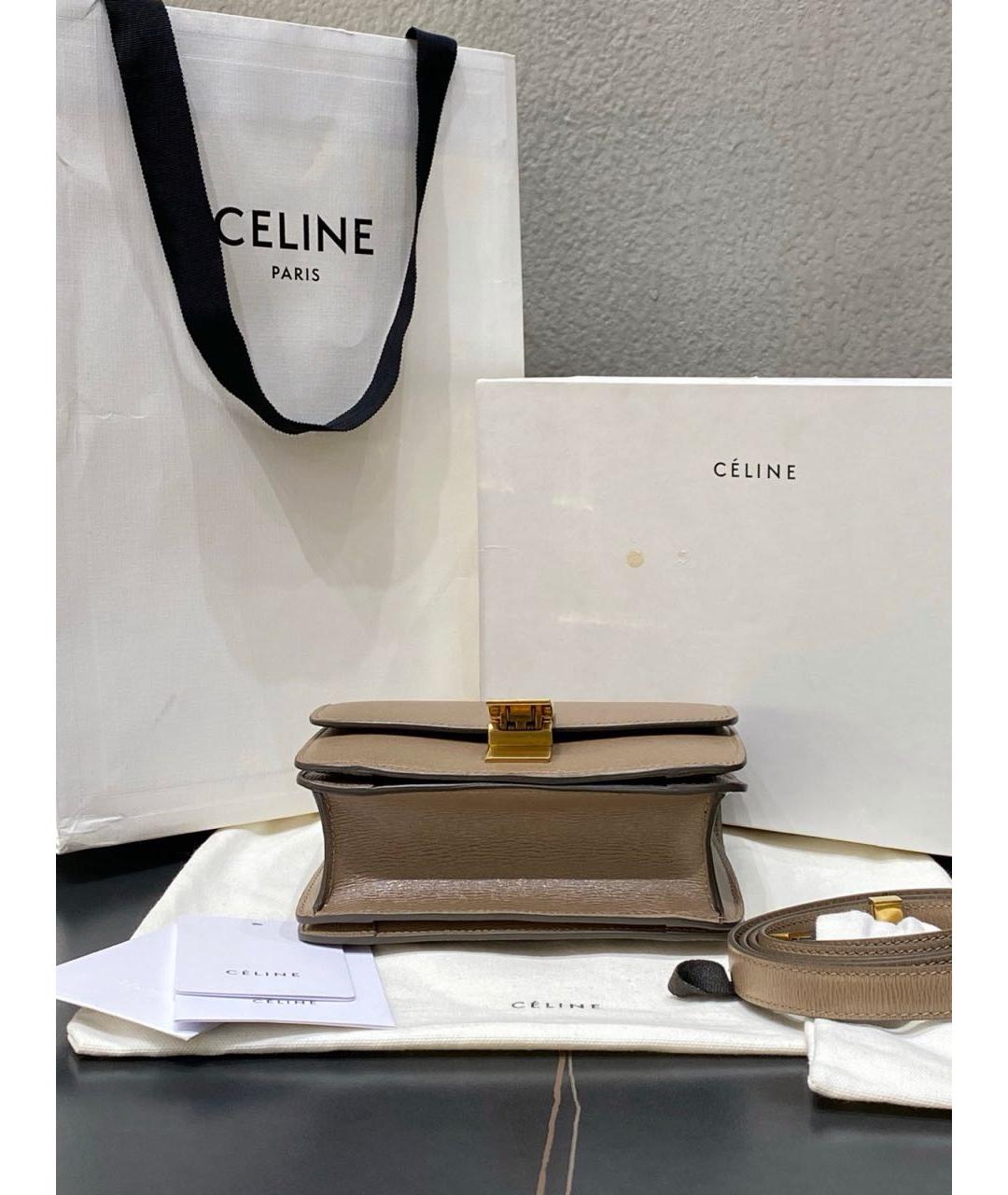 CELINE Бежевая кожаная сумка через плечо, фото 7