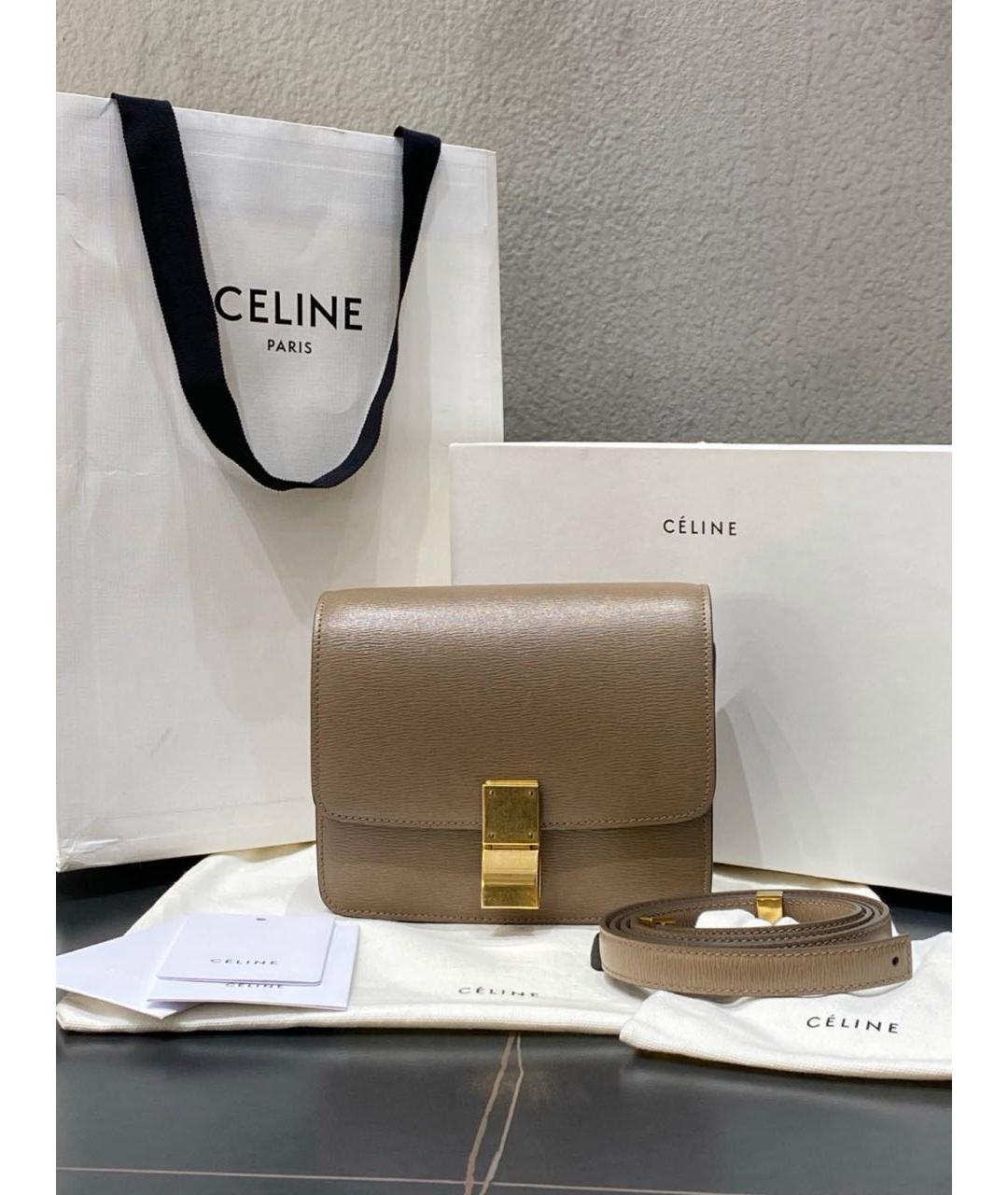 CELINE Бежевая кожаная сумка через плечо, фото 9