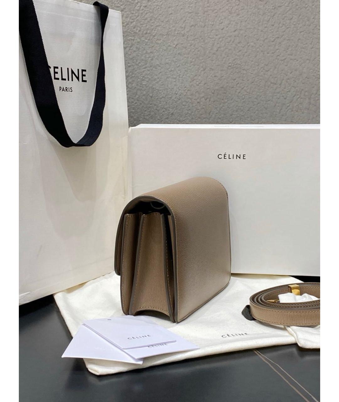 CELINE Бежевая кожаная сумка через плечо, фото 5