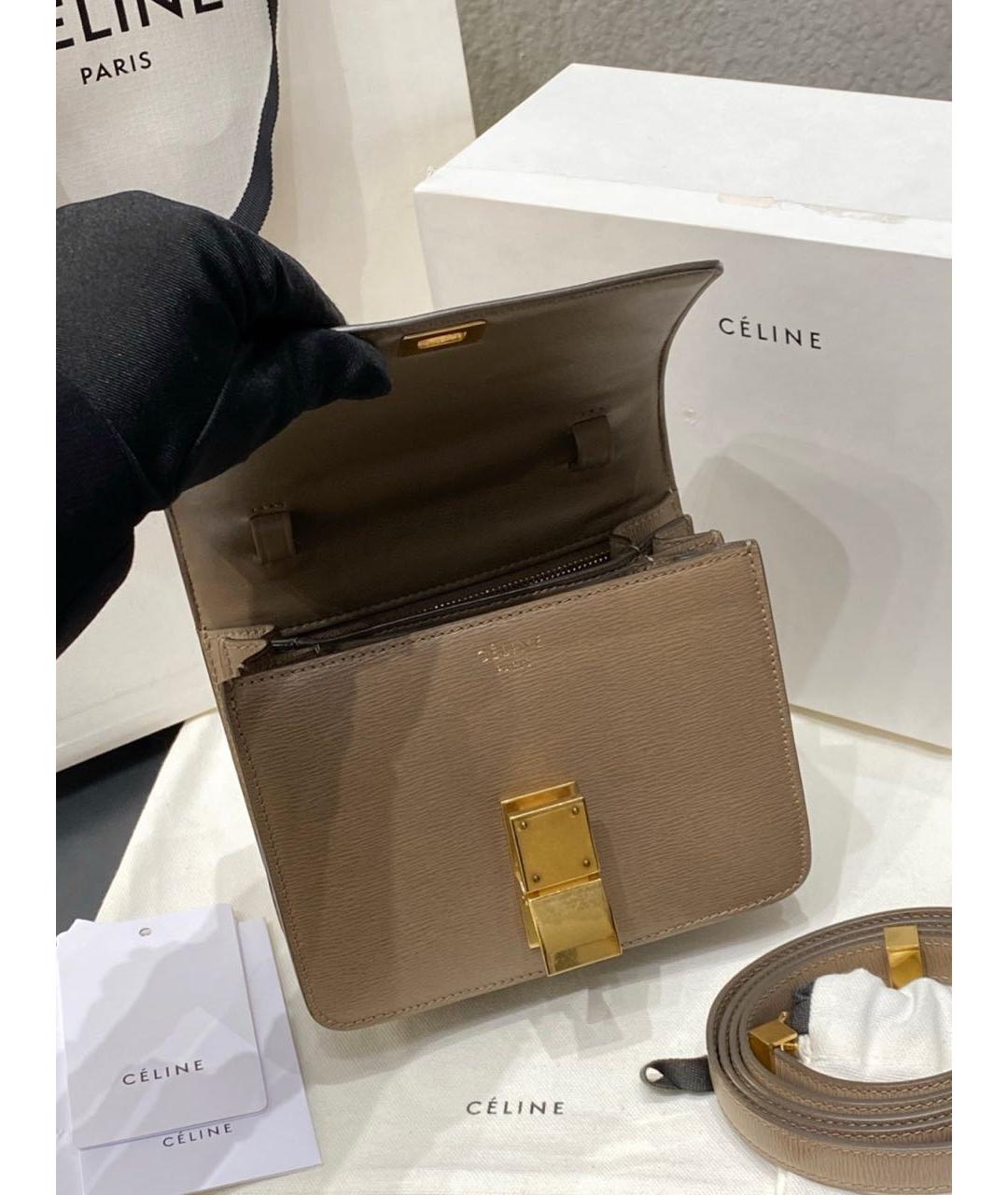 CELINE Бежевая кожаная сумка через плечо, фото 8