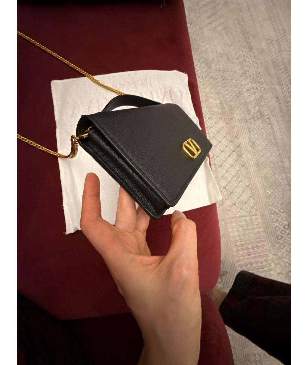 VALENTINO Черный кожаный кошелек, фото 2