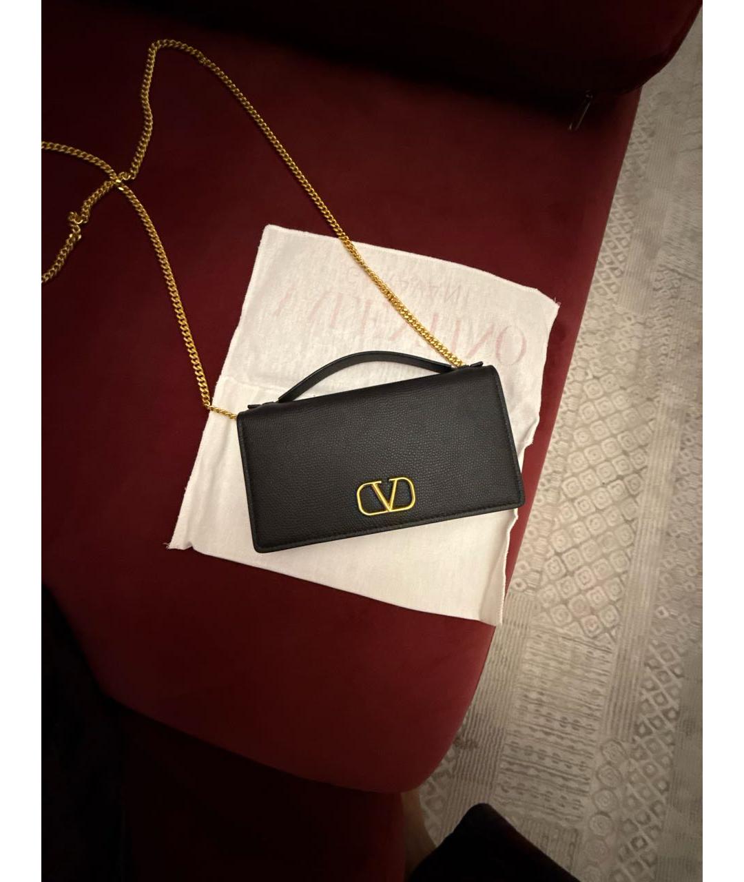 VALENTINO Черный кожаный кошелек, фото 5