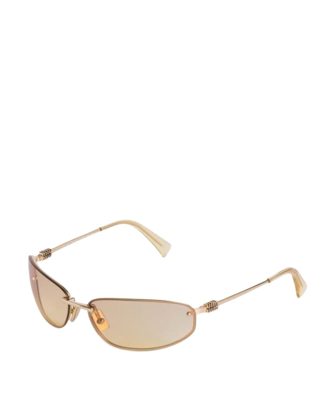 MIU MIU Золотые металлические солнцезащитные очки, фото 1