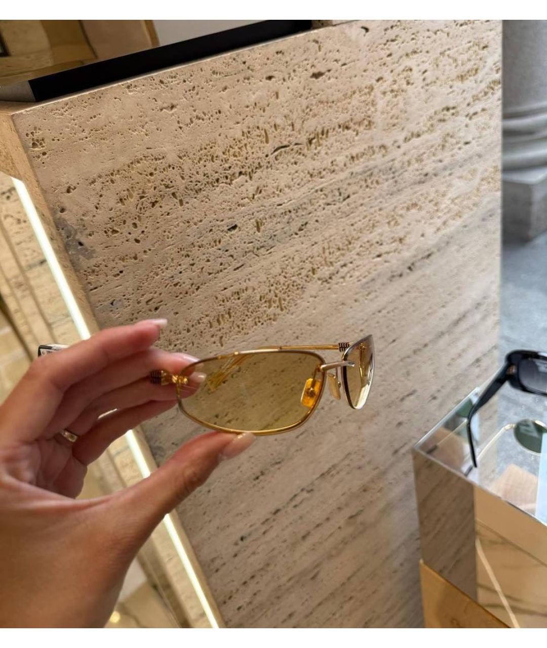 MIU MIU Золотые металлические солнцезащитные очки, фото 5