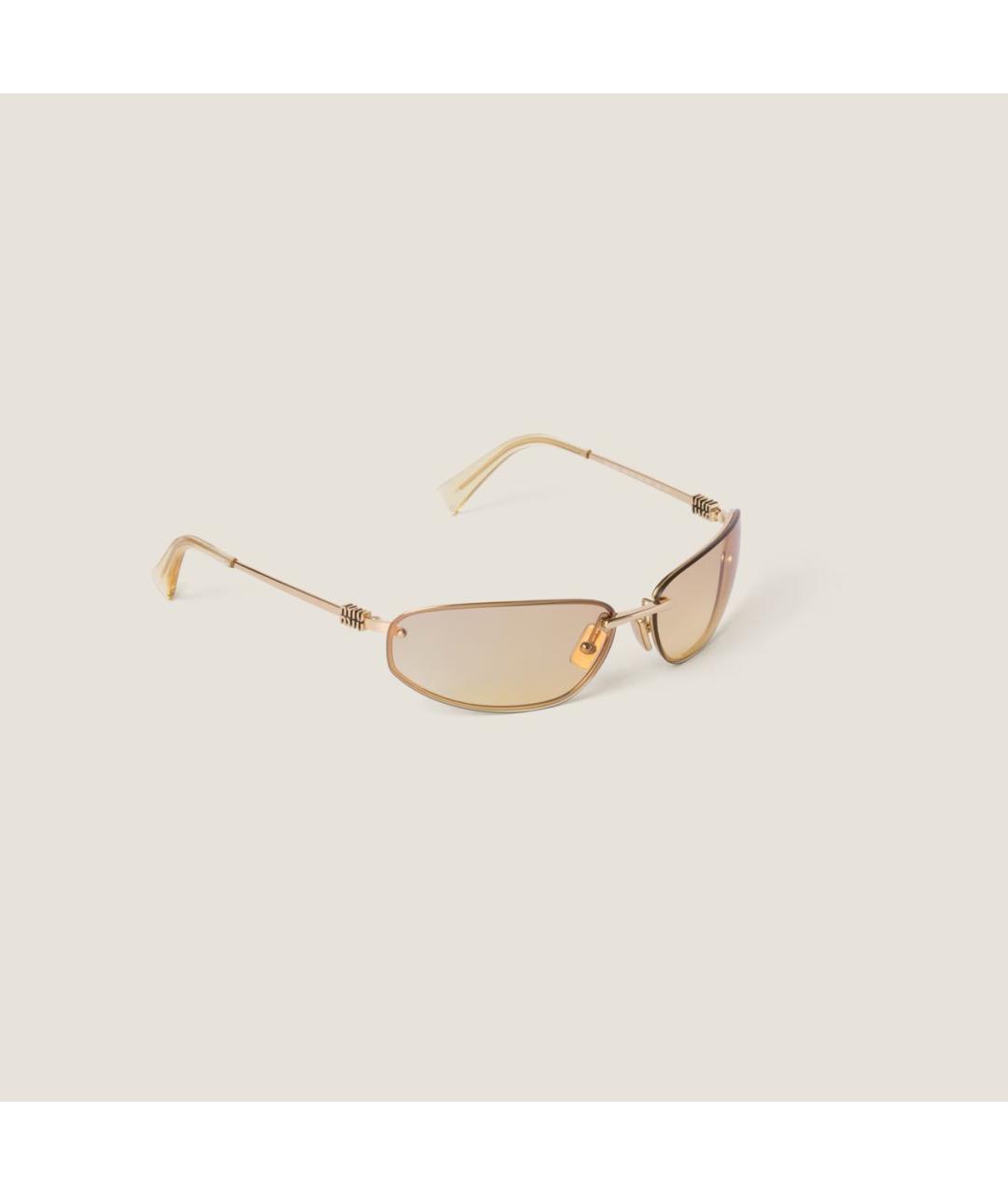 MIU MIU Золотые металлические солнцезащитные очки, фото 8