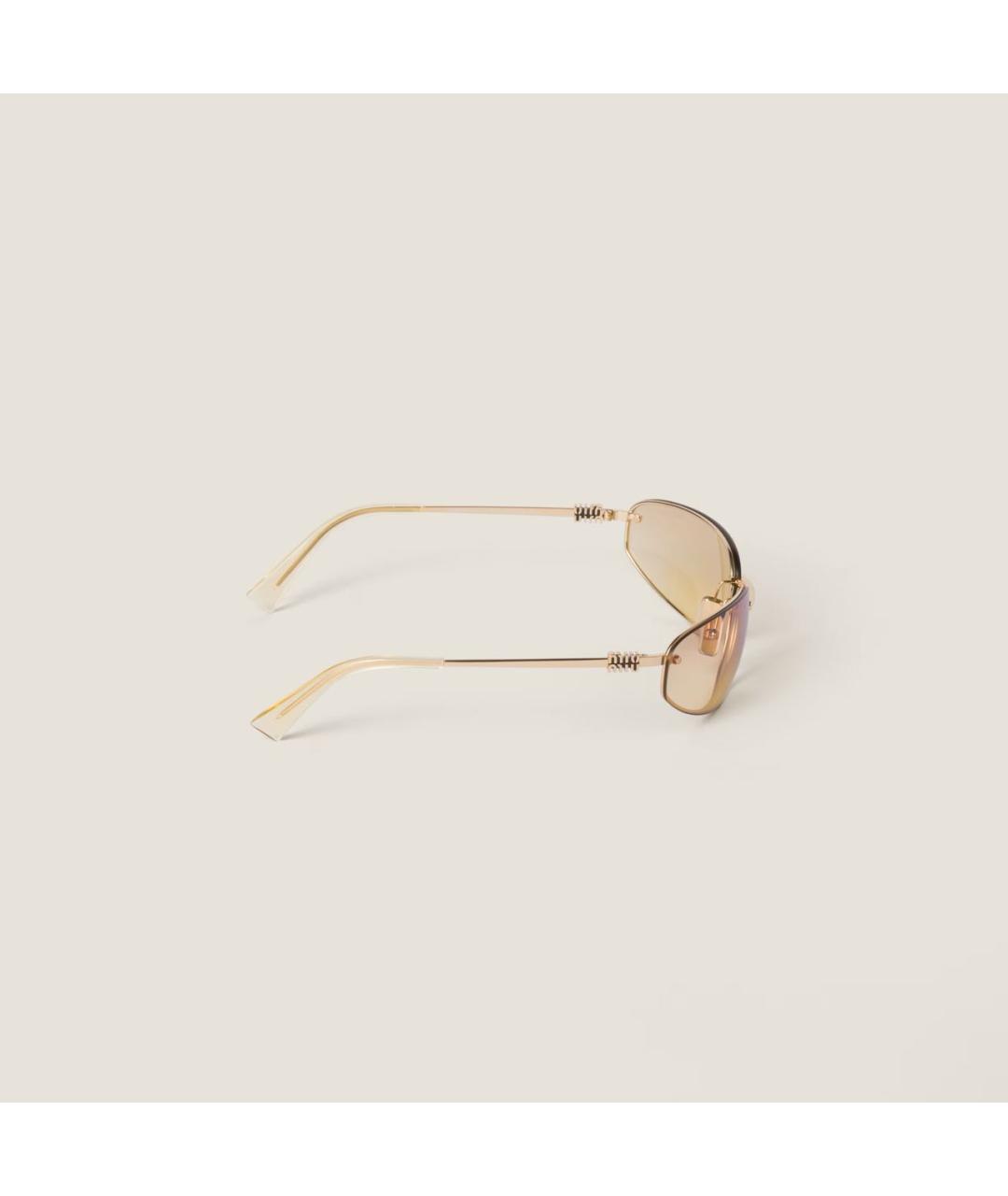MIU MIU Золотые металлические солнцезащитные очки, фото 4