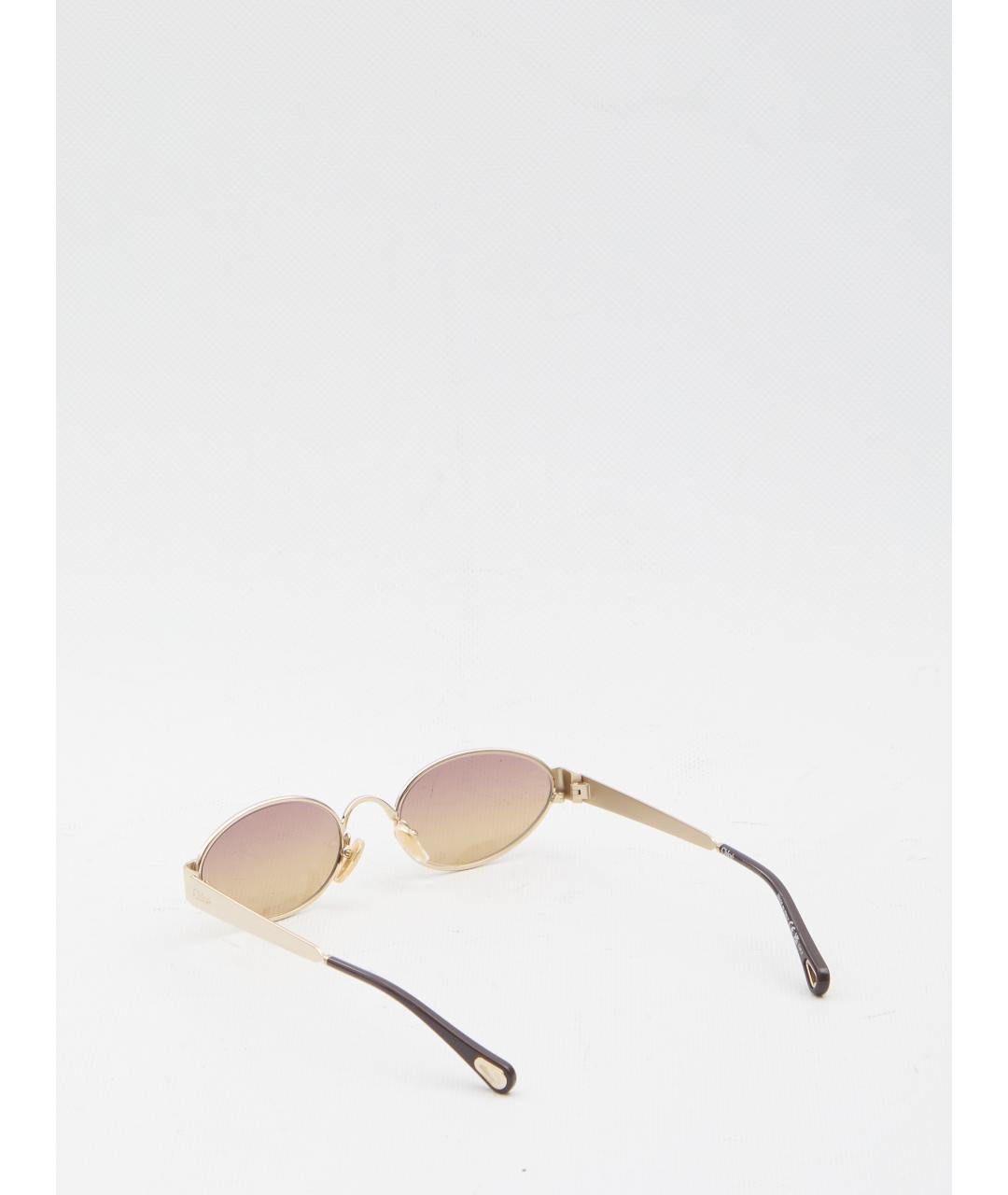 CHLOE Золотые металлические солнцезащитные очки, фото 2