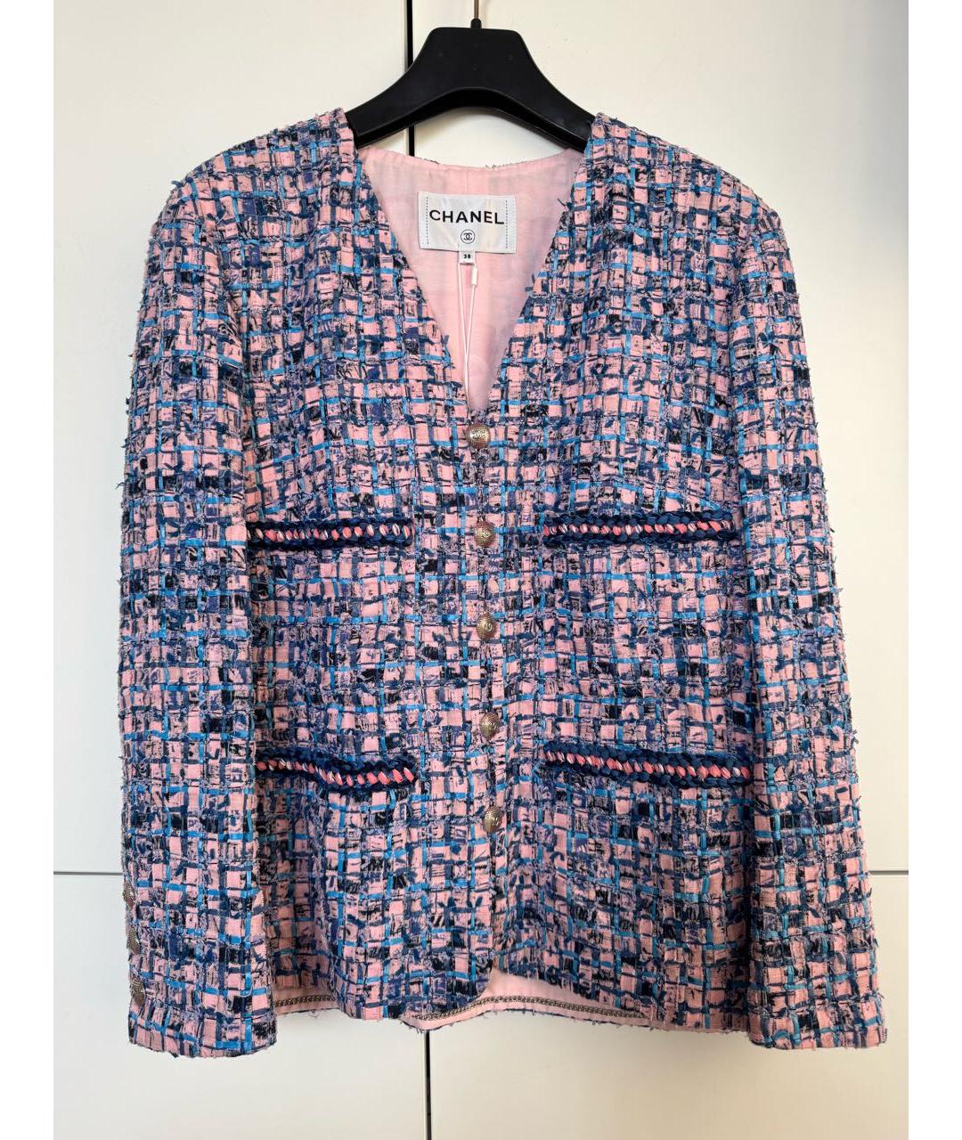 CHANEL Фиолетовый твидовый жакет/пиджак, фото 8