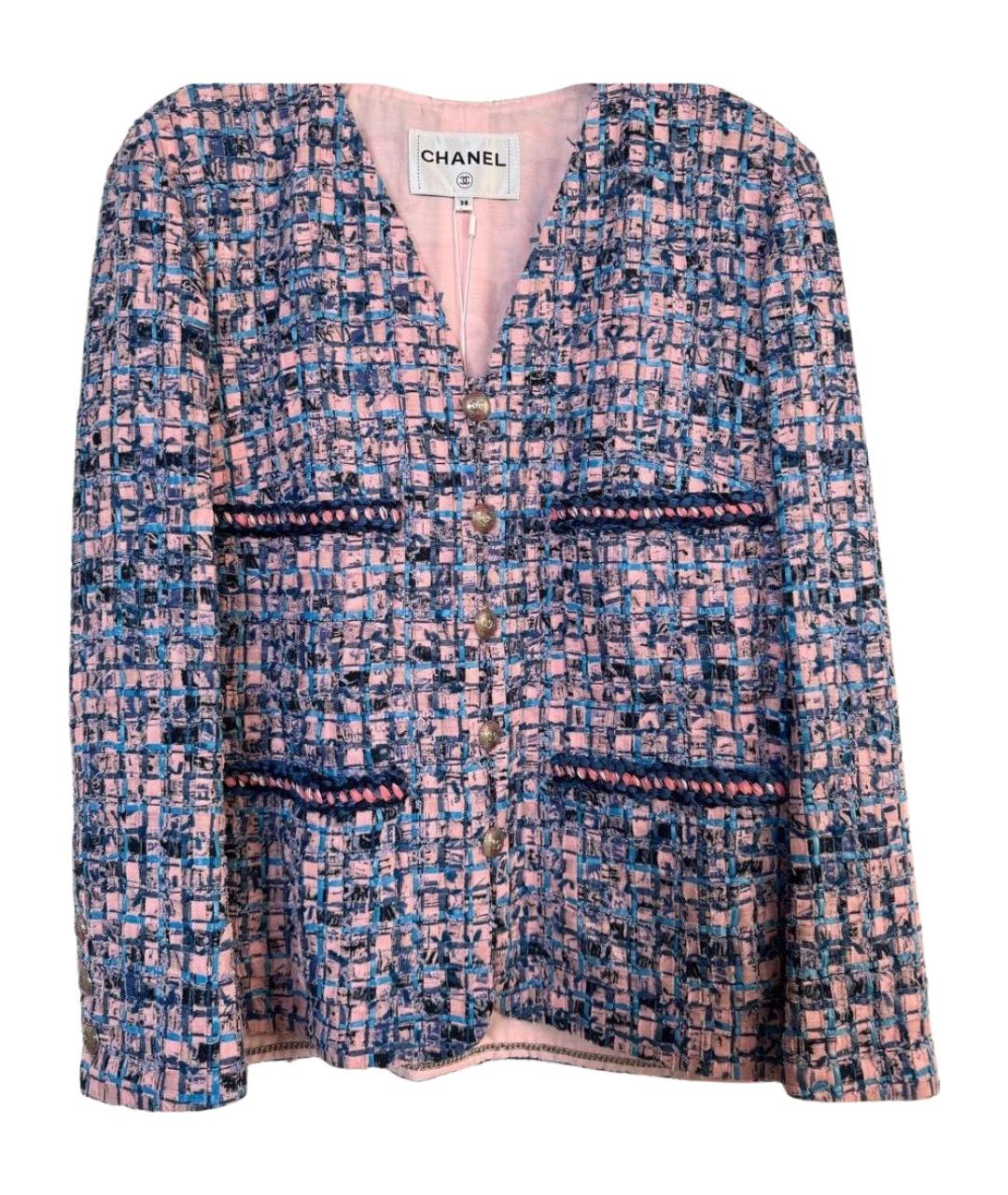 CHANEL Фиолетовый твидовый жакет/пиджак, фото 1