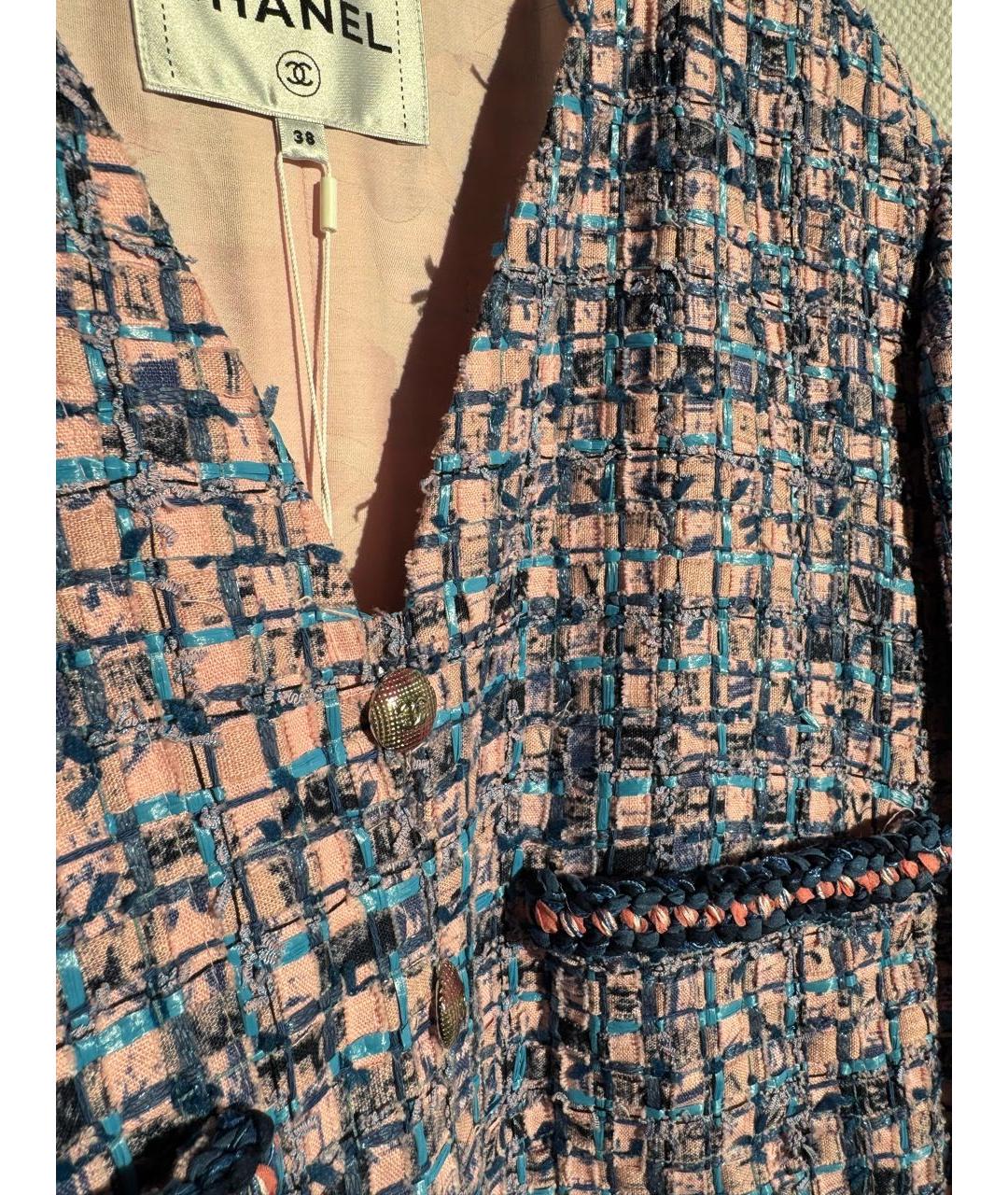 CHANEL Фиолетовый твидовый жакет/пиджак, фото 5