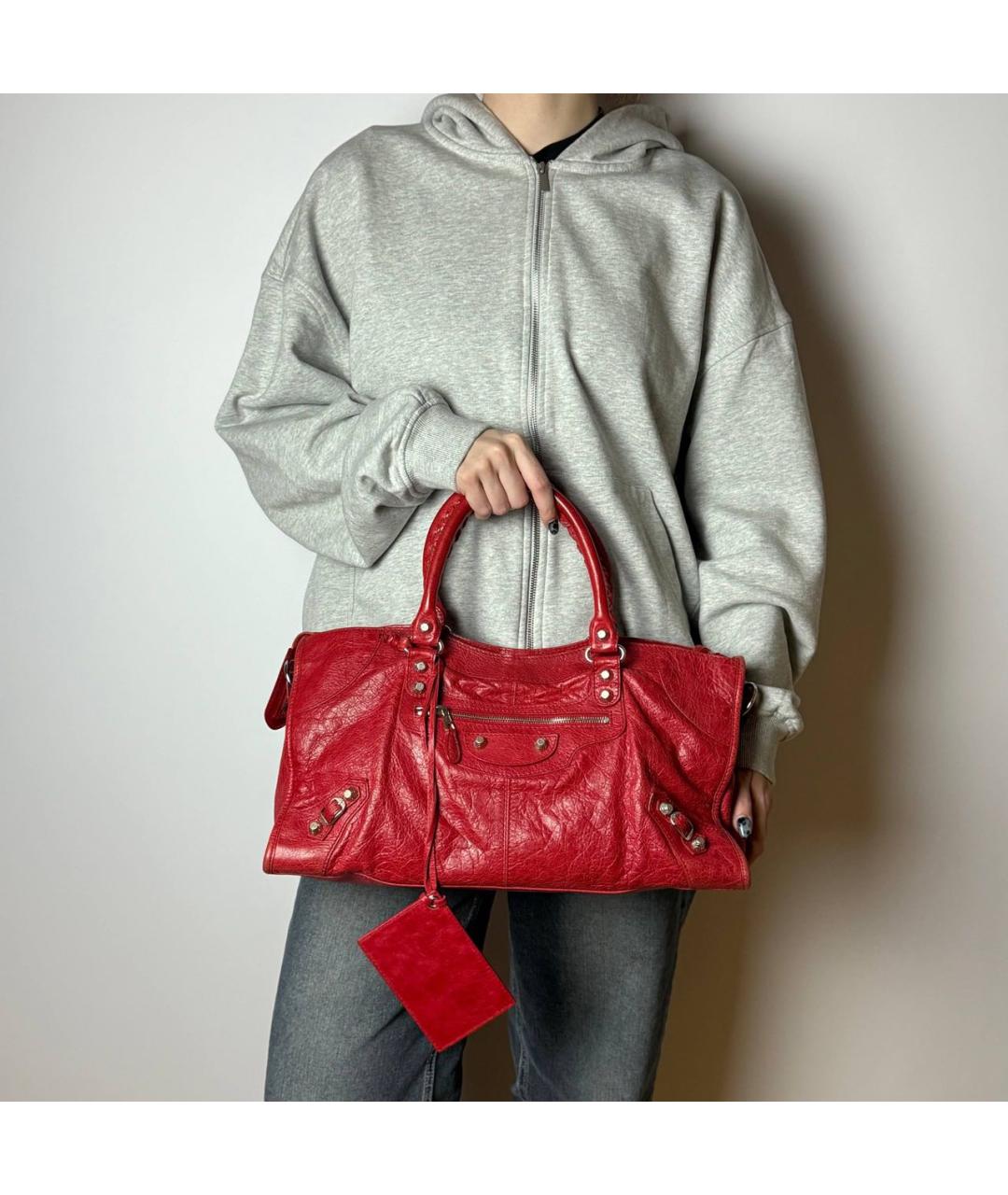 BALENCIAGA Красная кожаная сумка с короткими ручками, фото 7