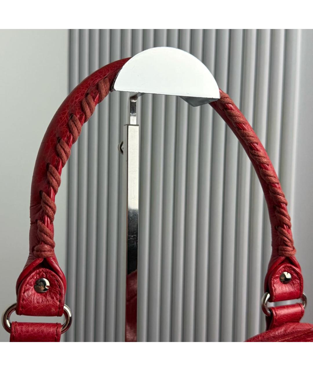 BALENCIAGA Красная кожаная сумка с короткими ручками, фото 3