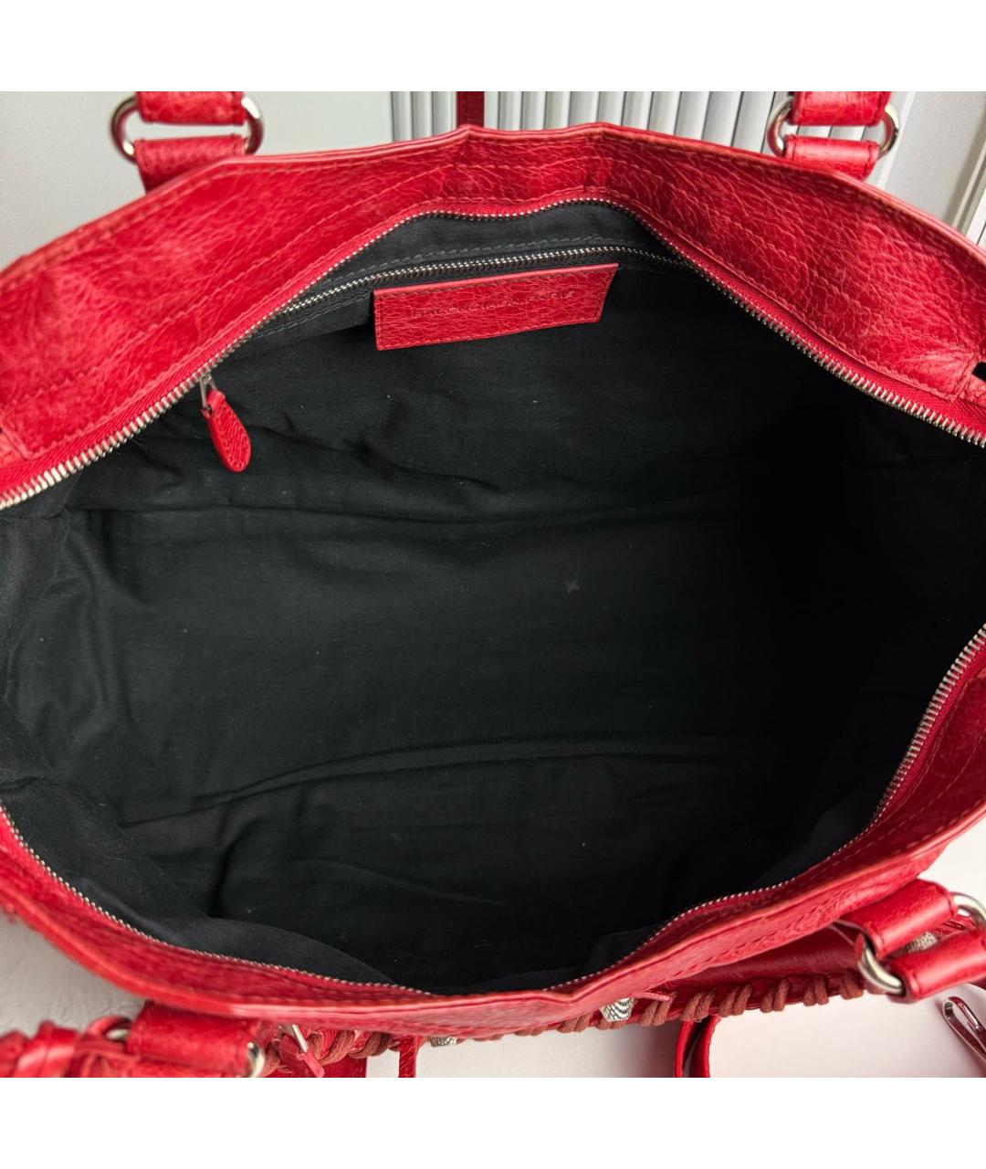 BALENCIAGA Красная кожаная сумка с короткими ручками, фото 5
