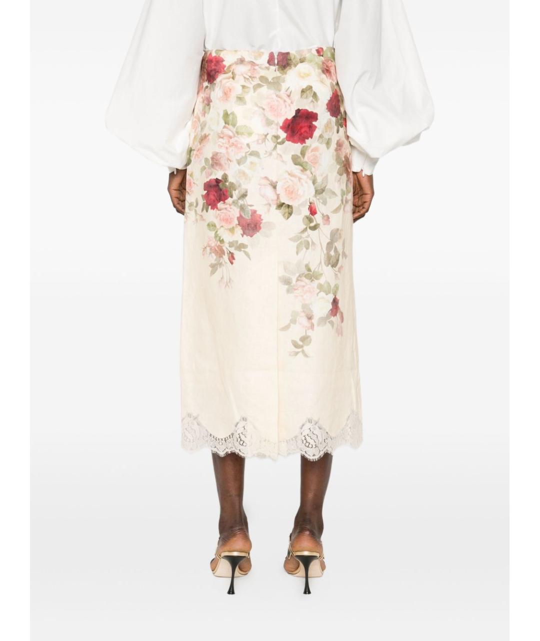 ZIMMERMANN Бежевая льняная юбка миди, фото 4