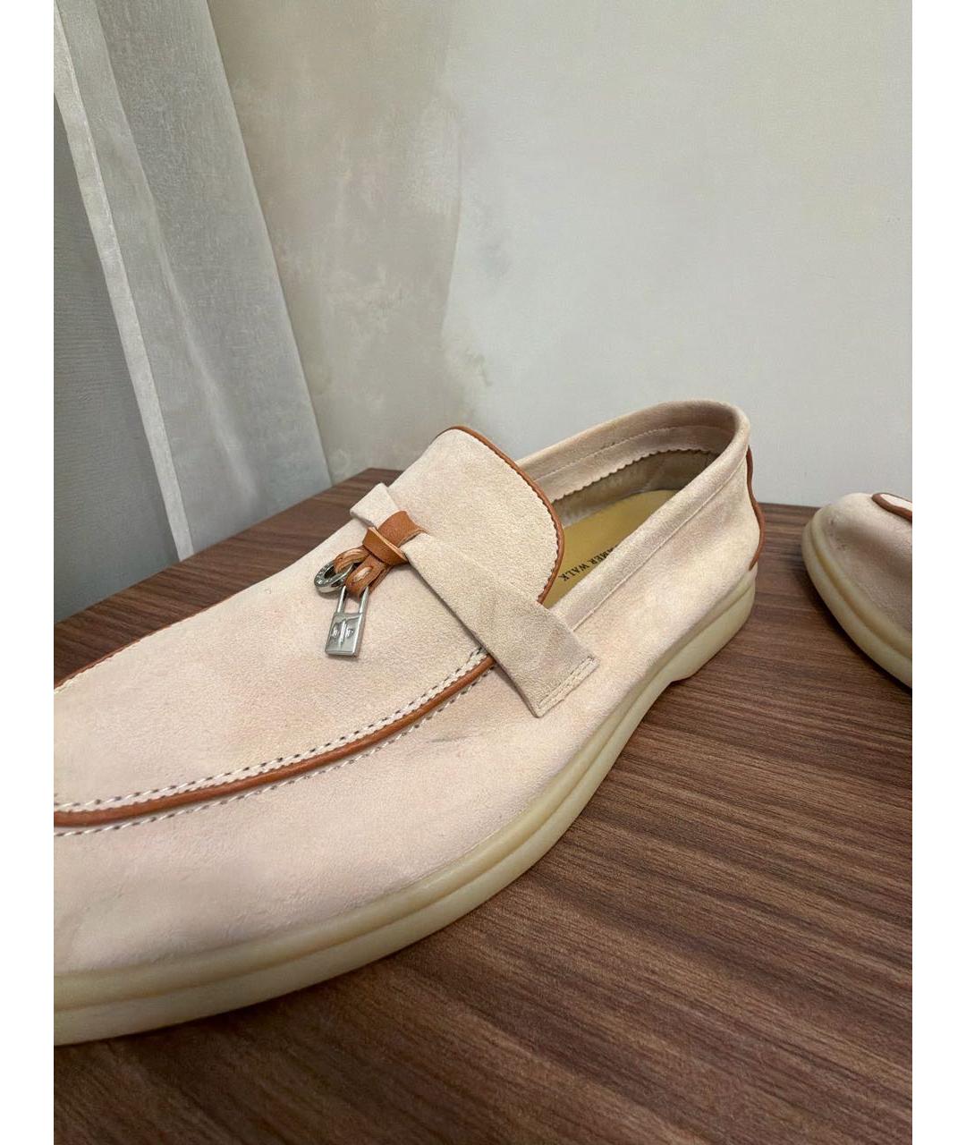 LORO PIANA Бежевые замшевые лоферы, фото 5