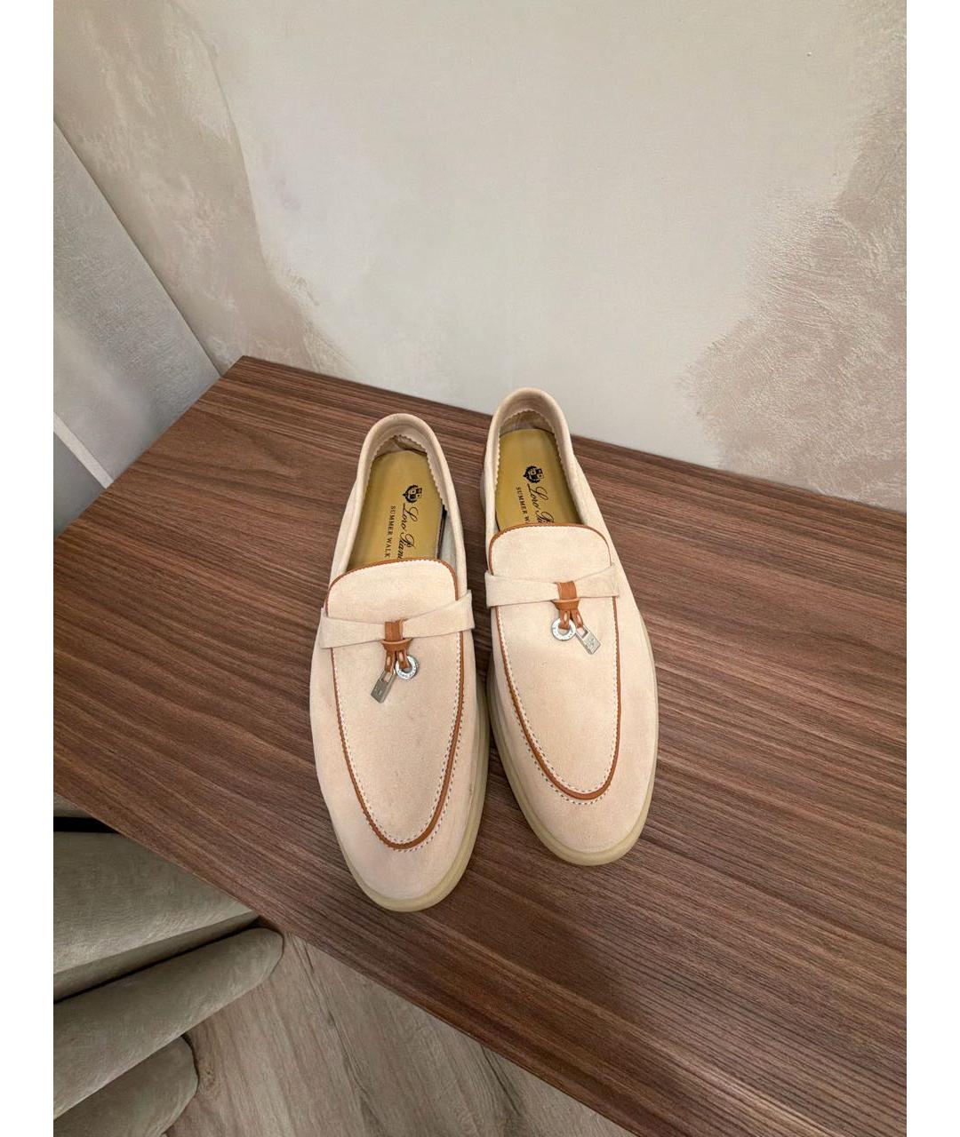 LORO PIANA Бежевые замшевые лоферы, фото 2