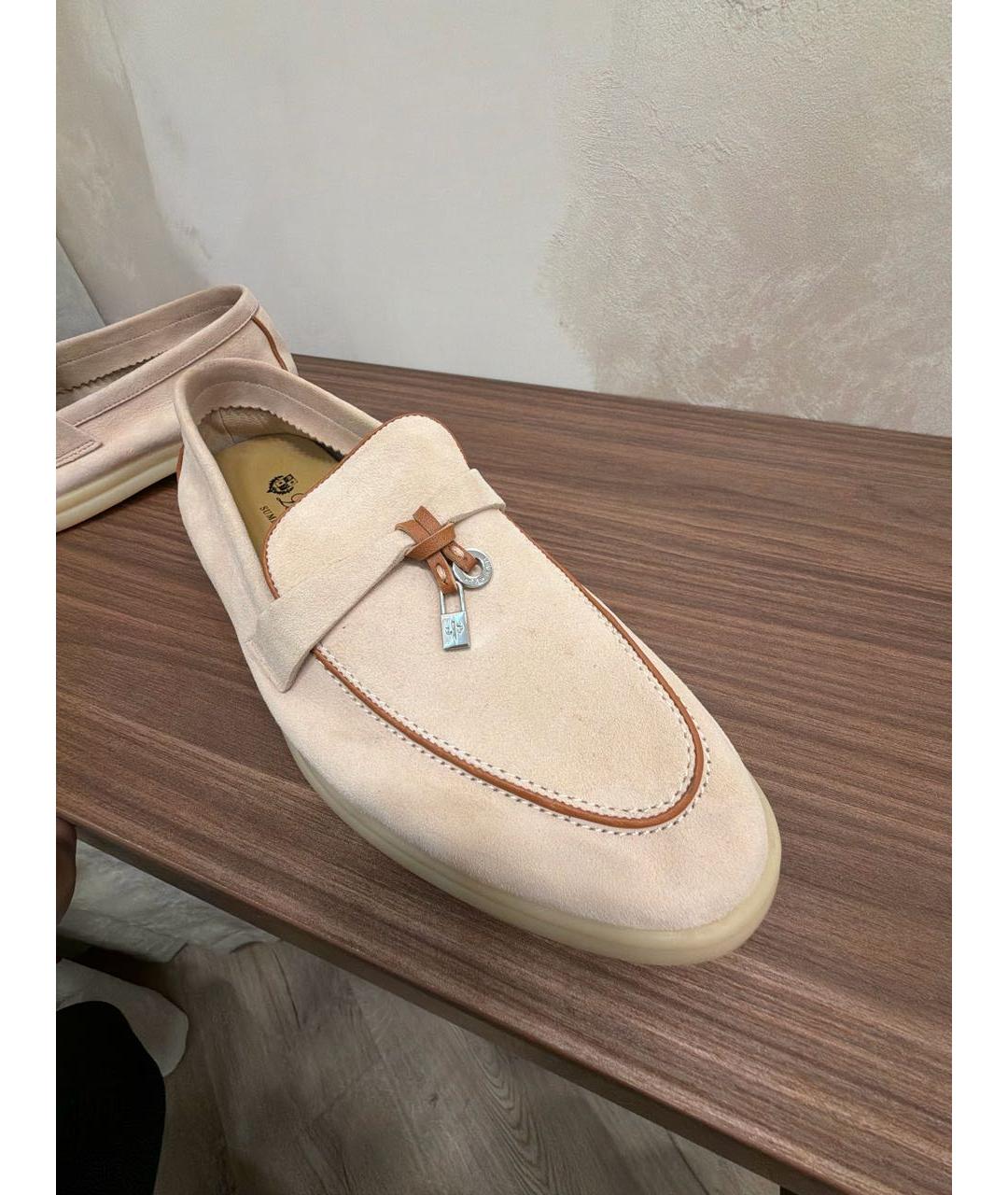 LORO PIANA Бежевые замшевые лоферы, фото 6