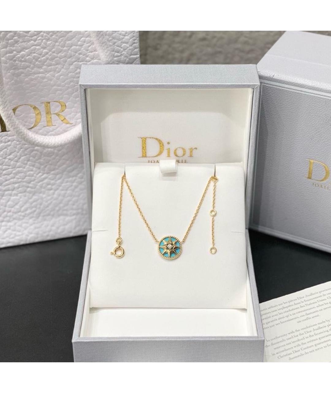 CHRISTIAN DIOR Бирюзовое колье из желтого золота, фото 2