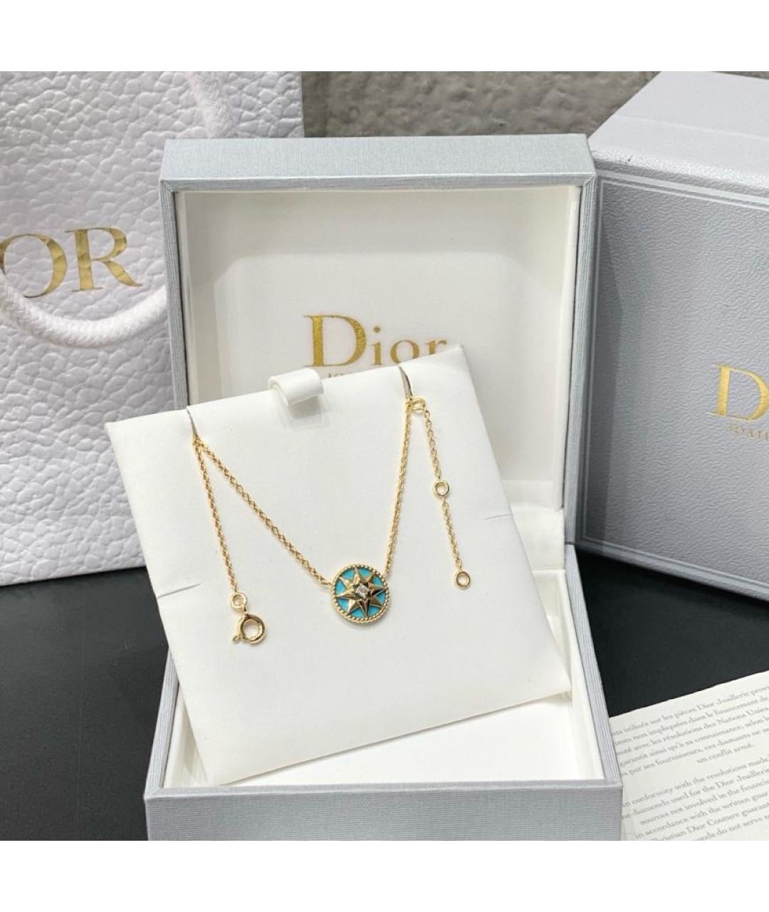 CHRISTIAN DIOR Бирюзовое колье из желтого золота, фото 3