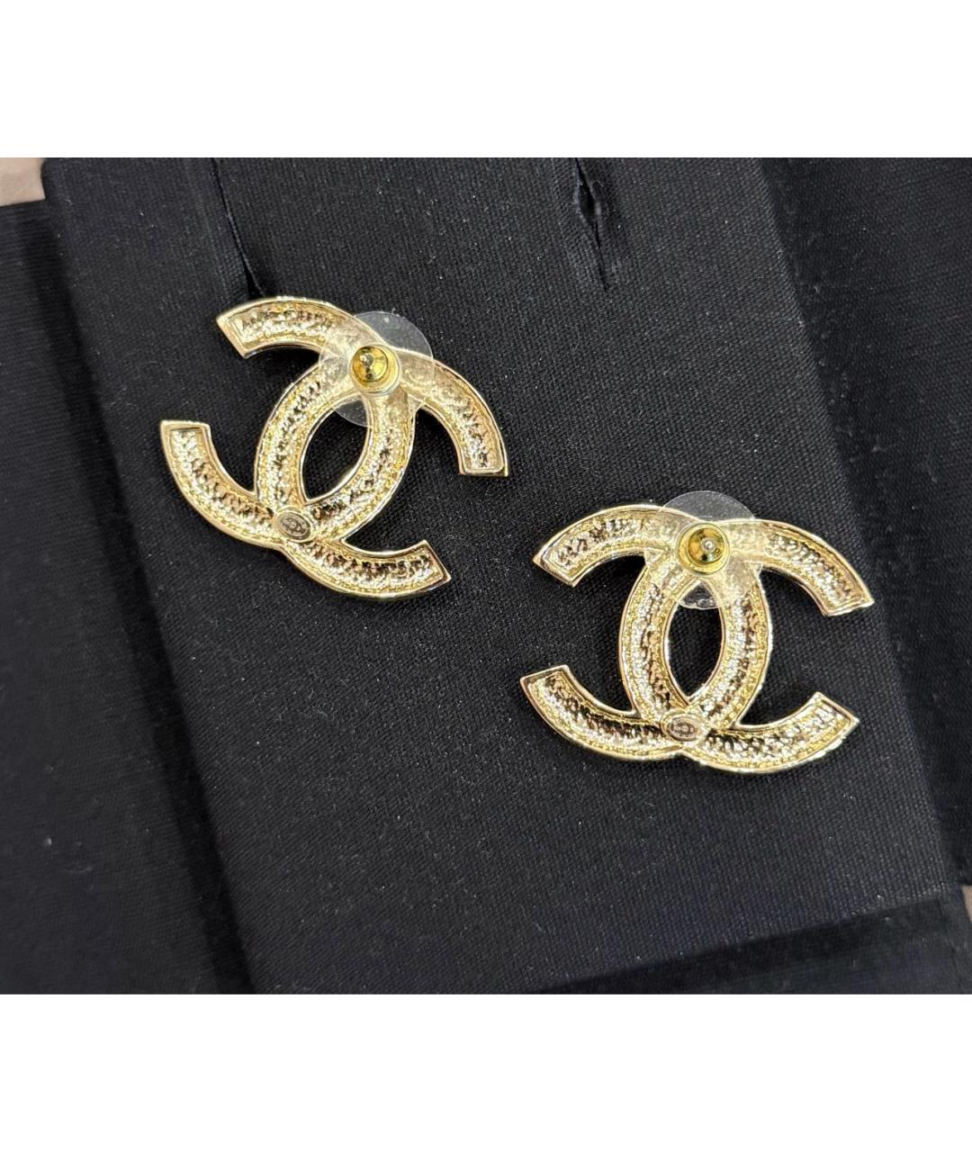 CHANEL Золотые металлические серьги, фото 2