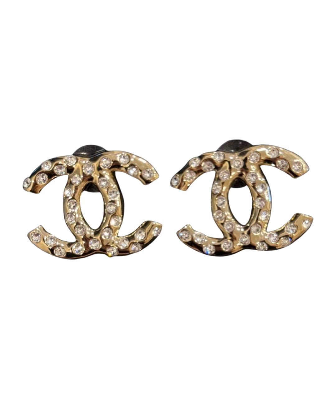 CHANEL Золотые металлические серьги, фото 1