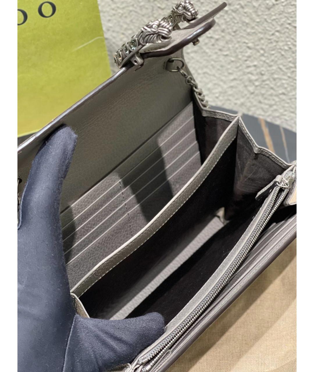 GUCCI Серая кожаная сумка через плечо, фото 8