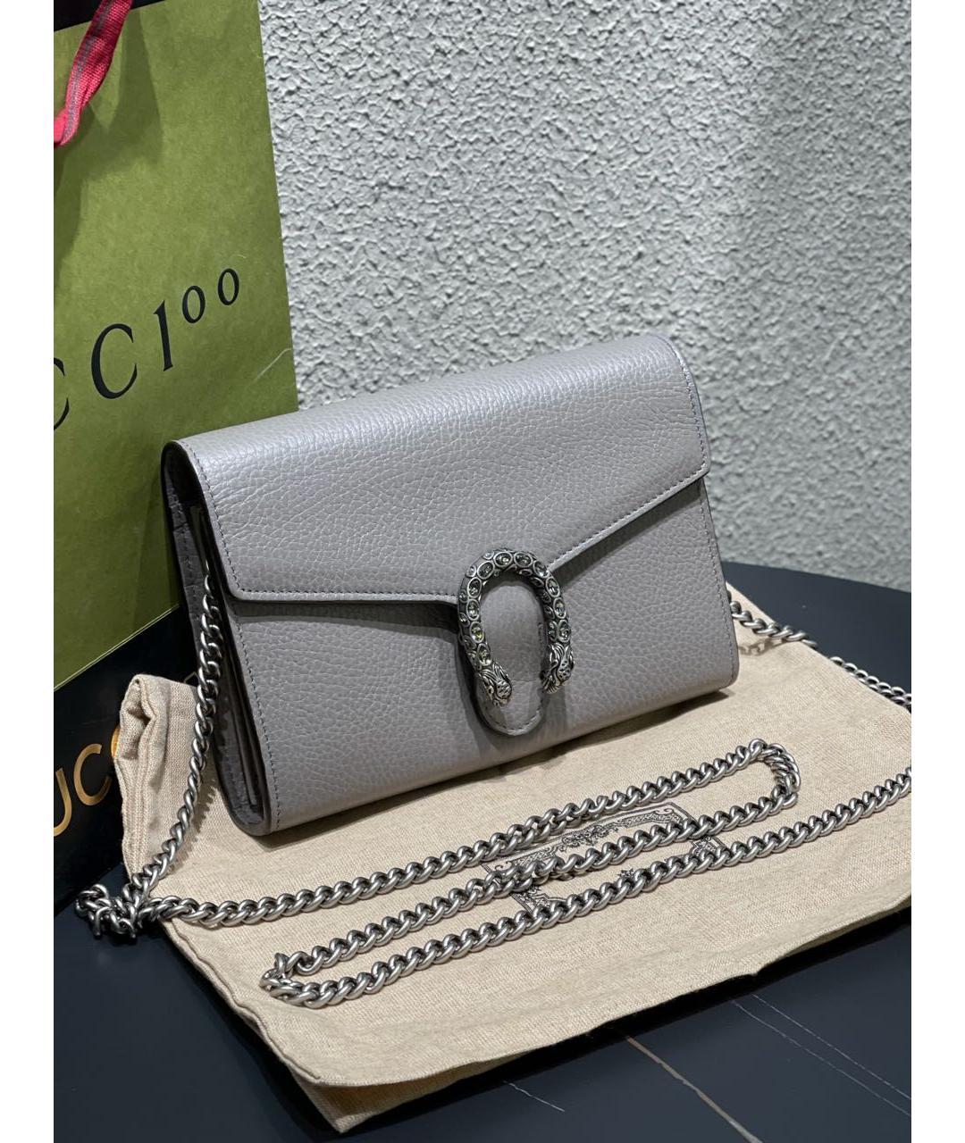 GUCCI Серая кожаная сумка через плечо, фото 3