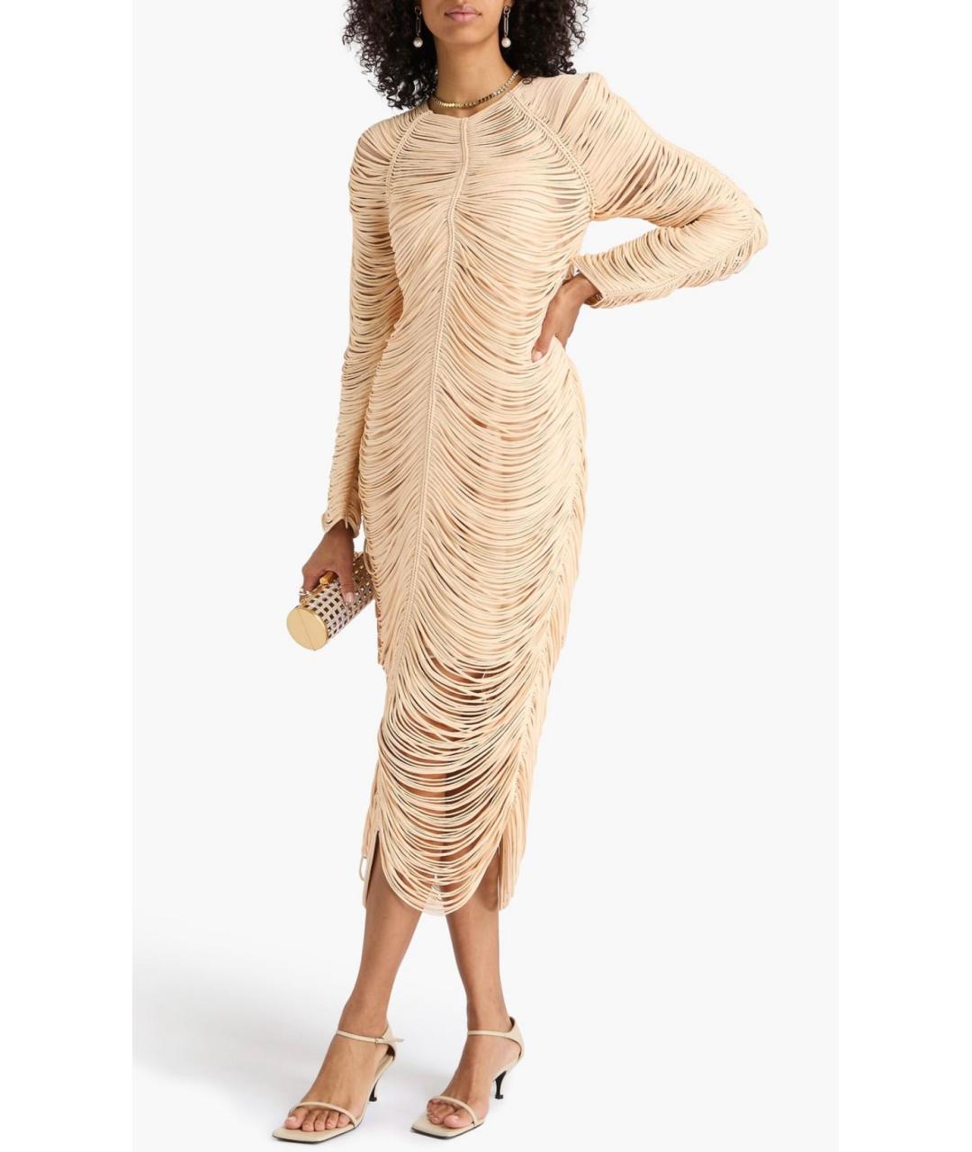 ZIMMERMANN Бежевое вискозное коктейльное платье, фото 2