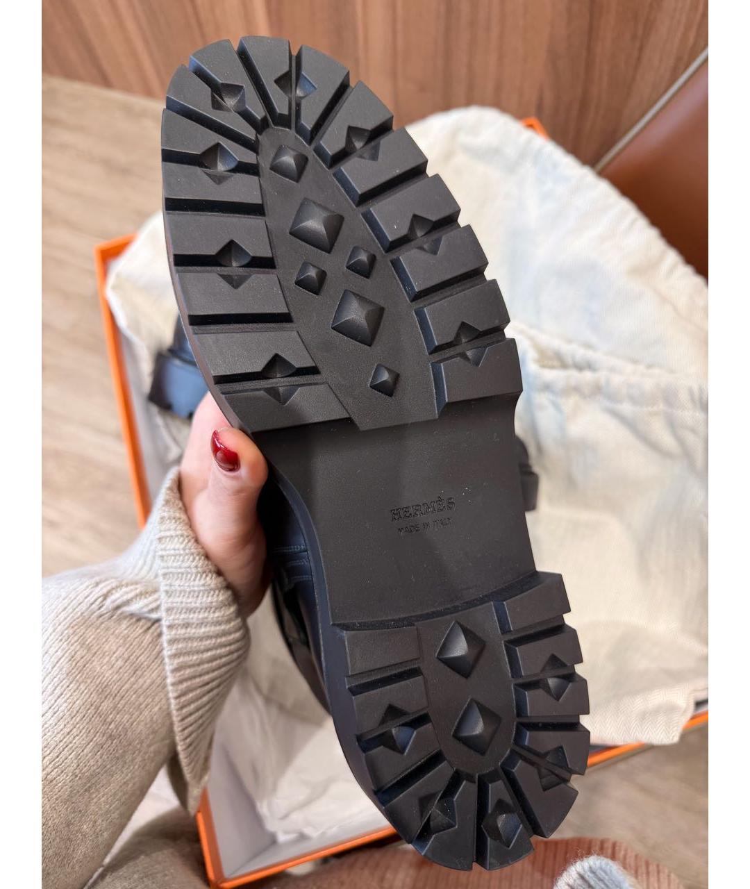 HERMES Черные кожаные ботинки, фото 3