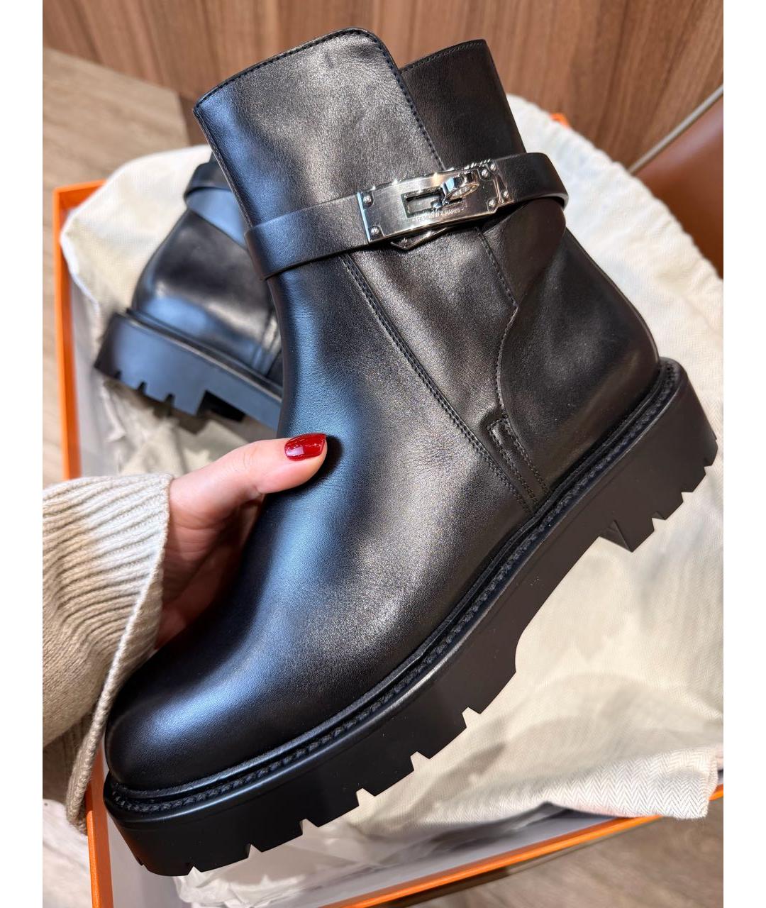 HERMES Черные кожаные ботинки, фото 5